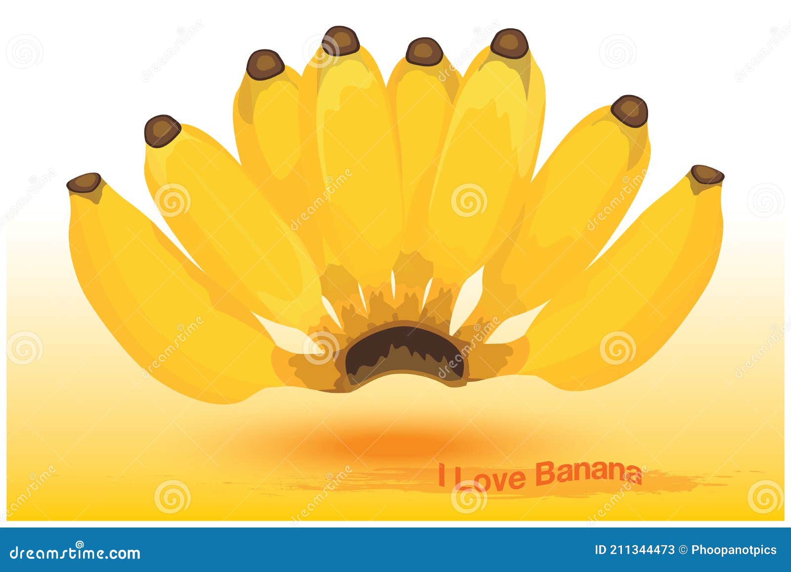 Ripe Banana and I Love Banana Text Stock Vector Illustration of