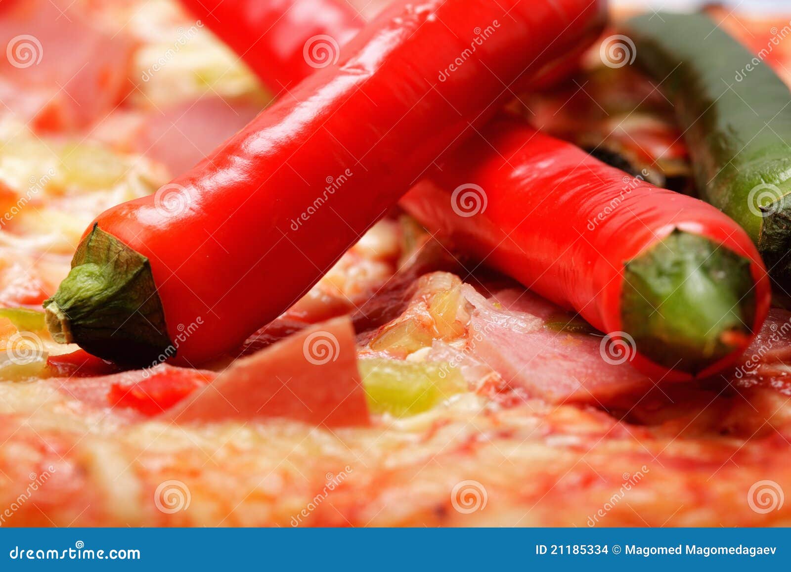 Ripe Chili Peppers on Pizza Stock Photo Image of melt, ripe 21185334