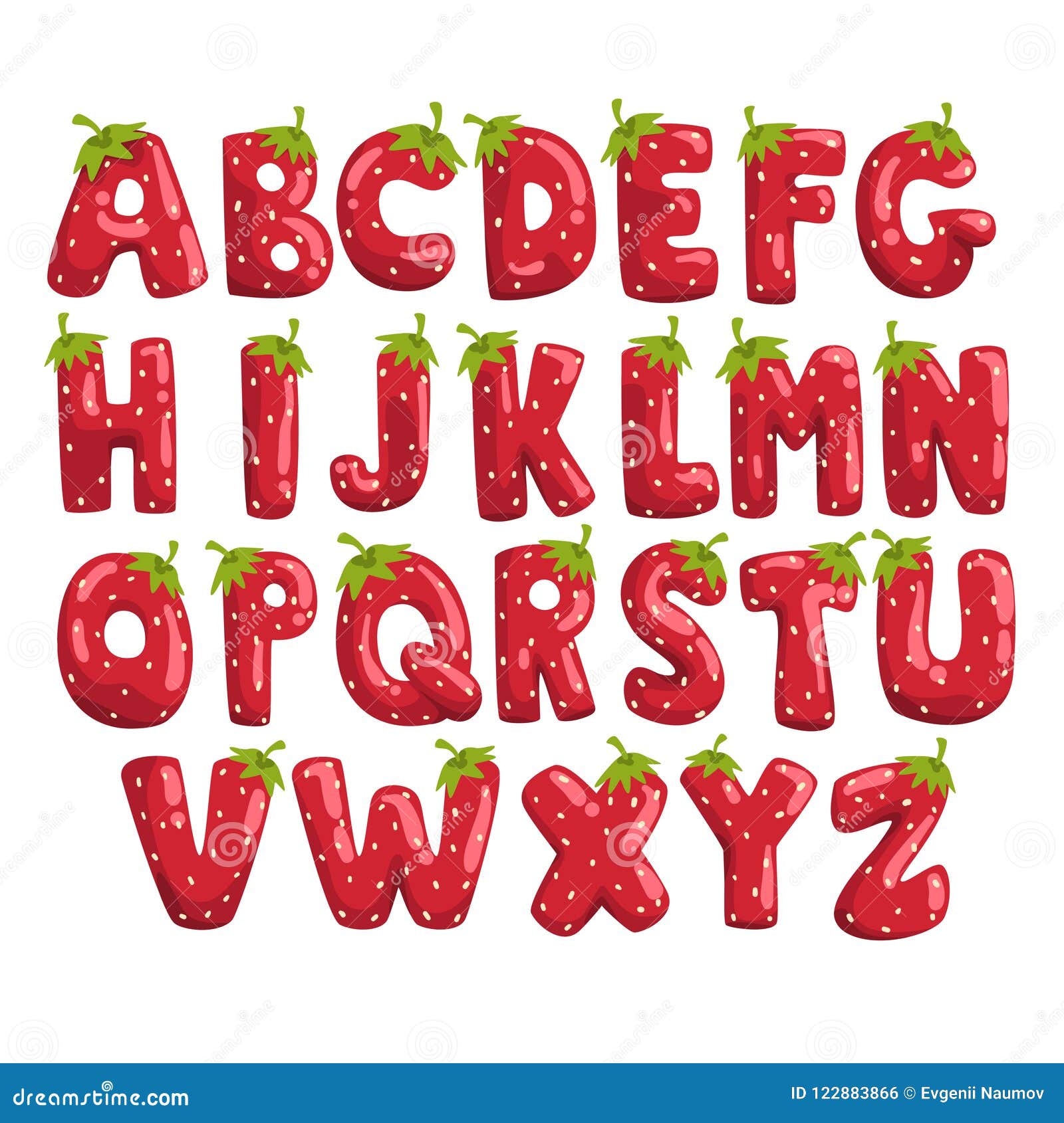 Ripe Fresh Strawberry English Alphabet Bright Red Berry Font Vector Illustrations On A White Background Stock Vector Illustration Of Organic Ripe 122883866