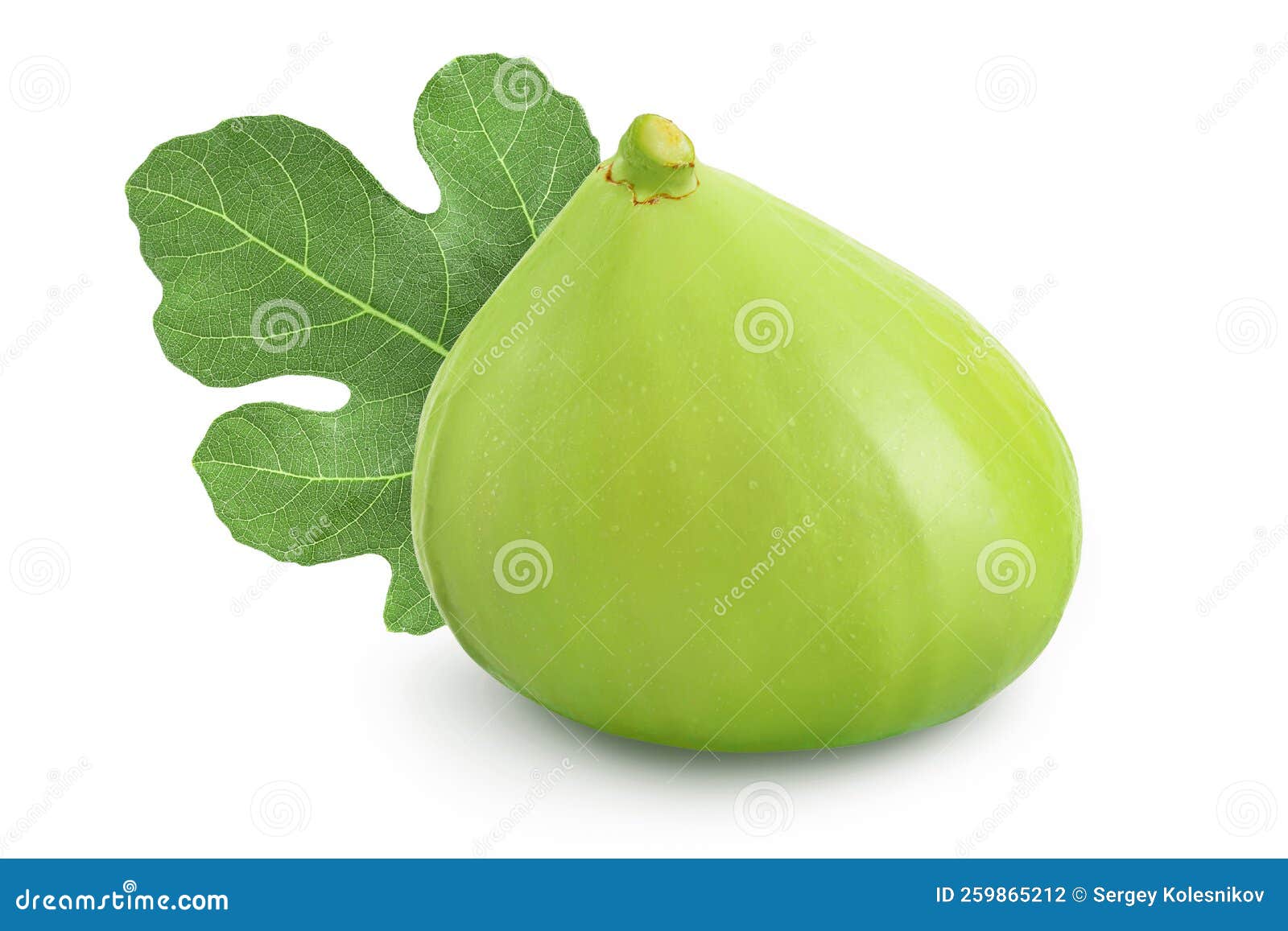 Ripe Green Fig Fruit Isolated on White Background with Full Depth of