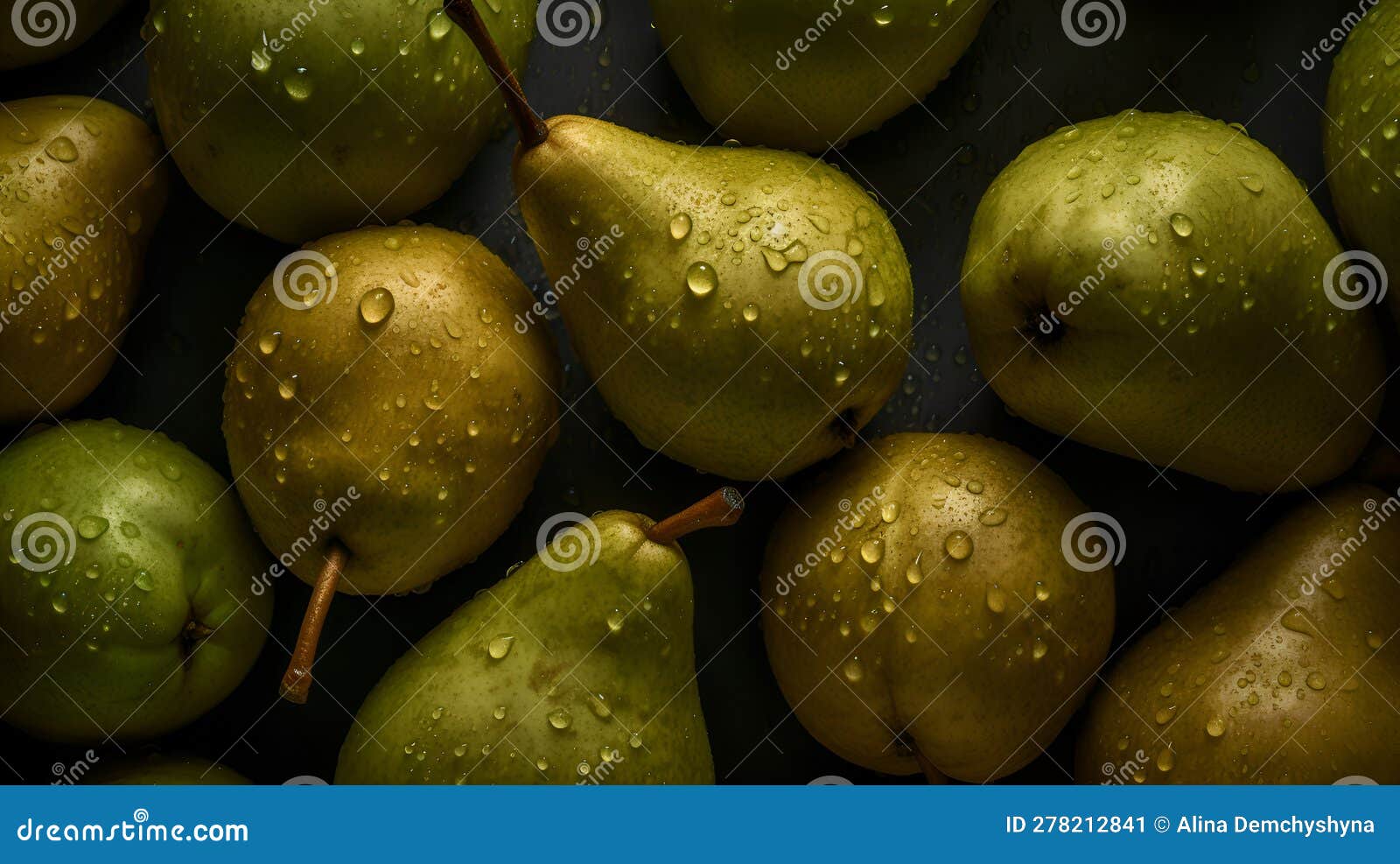Ripe Juicy Pears with Water Drops, Generative AI 1 Stock Illustration