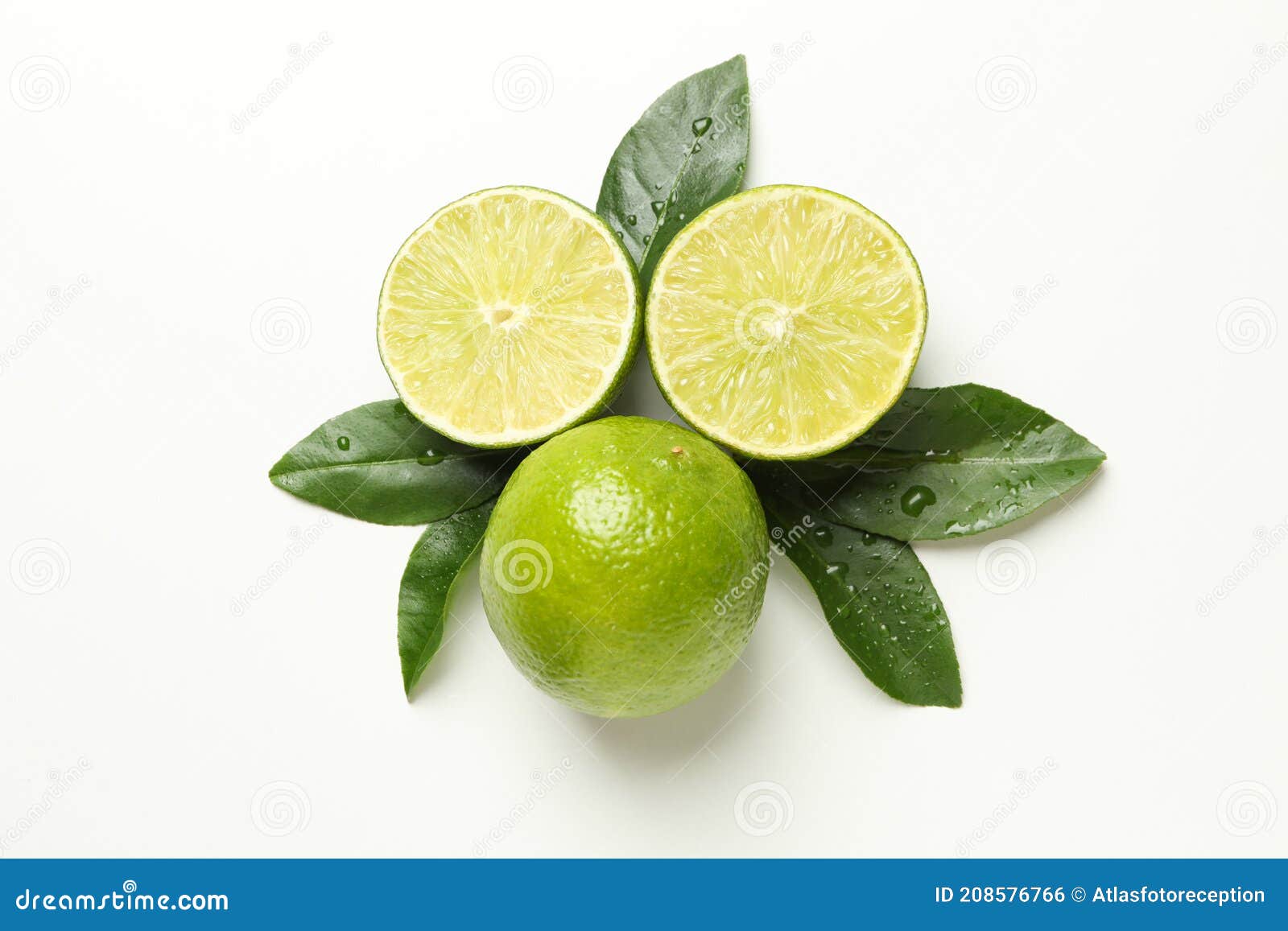 Ripe Lime, Leaves and Peel on White Background Stock Photo Image of