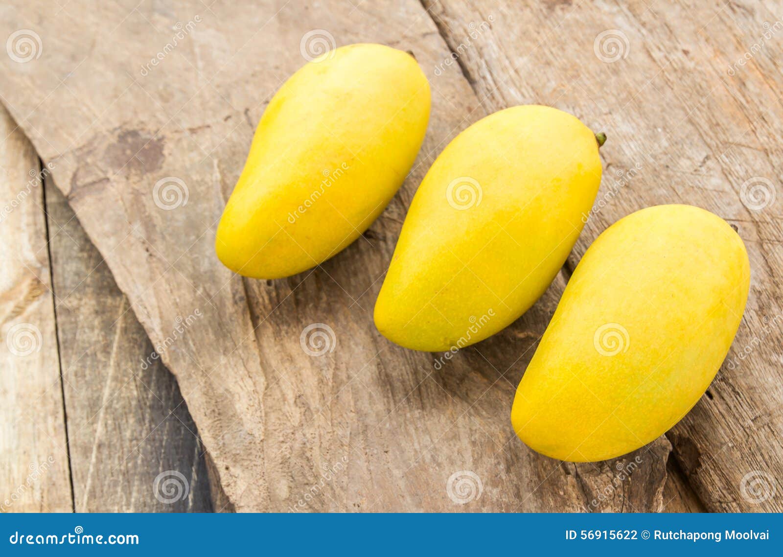 Ripe Mango on the Wooden Floor Stock Photo Image of delicious, leaf
