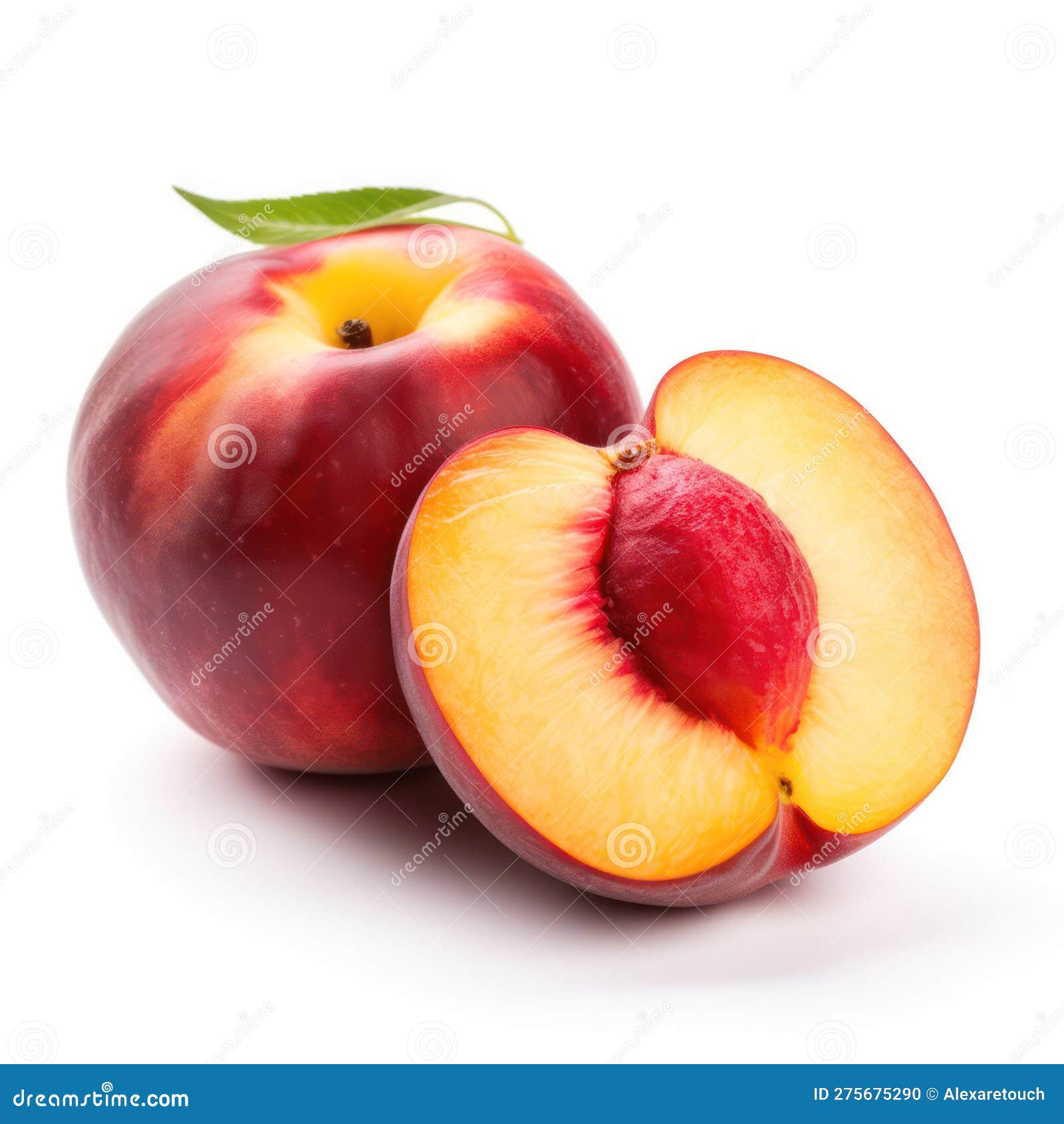Ripe Nectarine on White Background Stock Illustration Illustration of