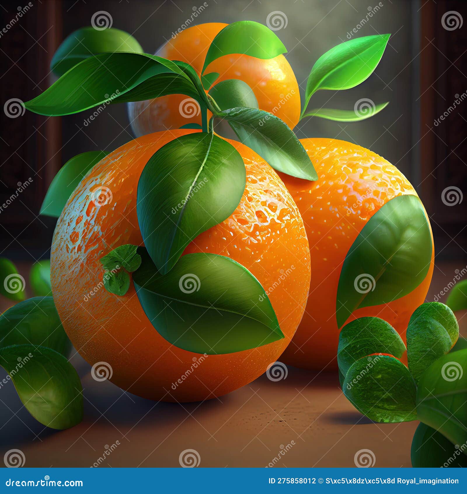 ripe oranges freshly cut from their feet on the table - generate artificial intelligence- ai