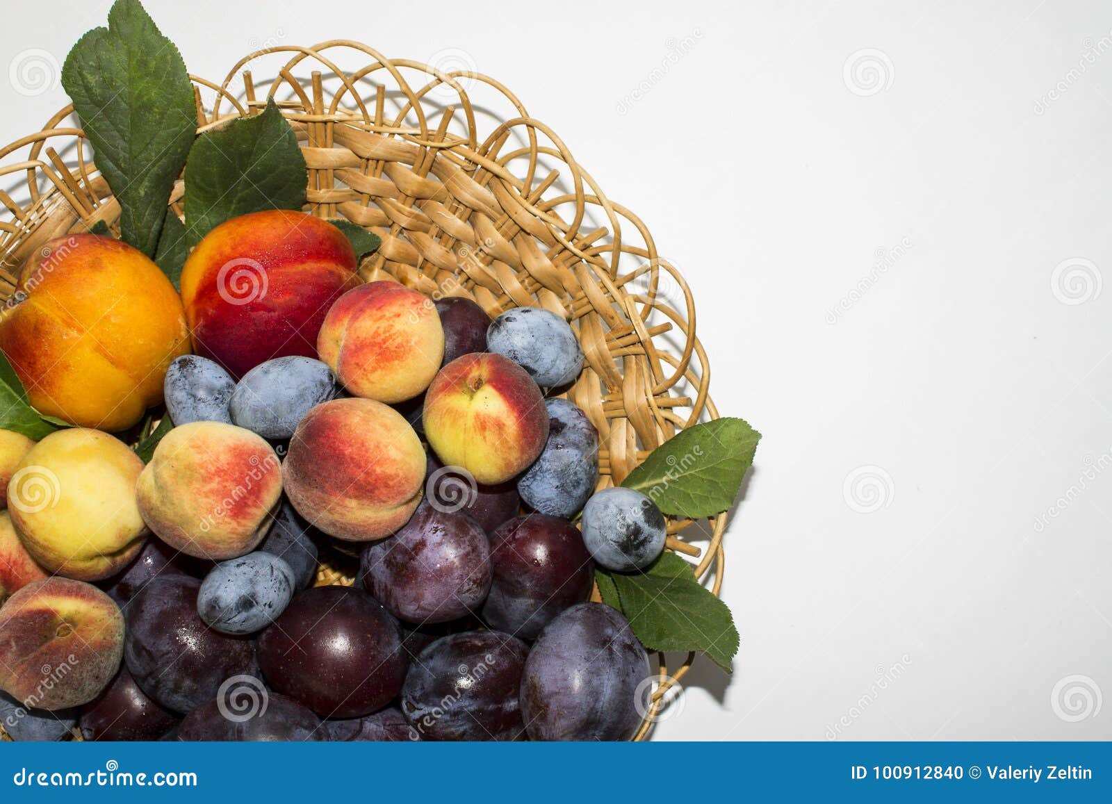 Ripe Peaches and Plums are in a Small Basket Stock Photo Image of fruit, harvest 100912840