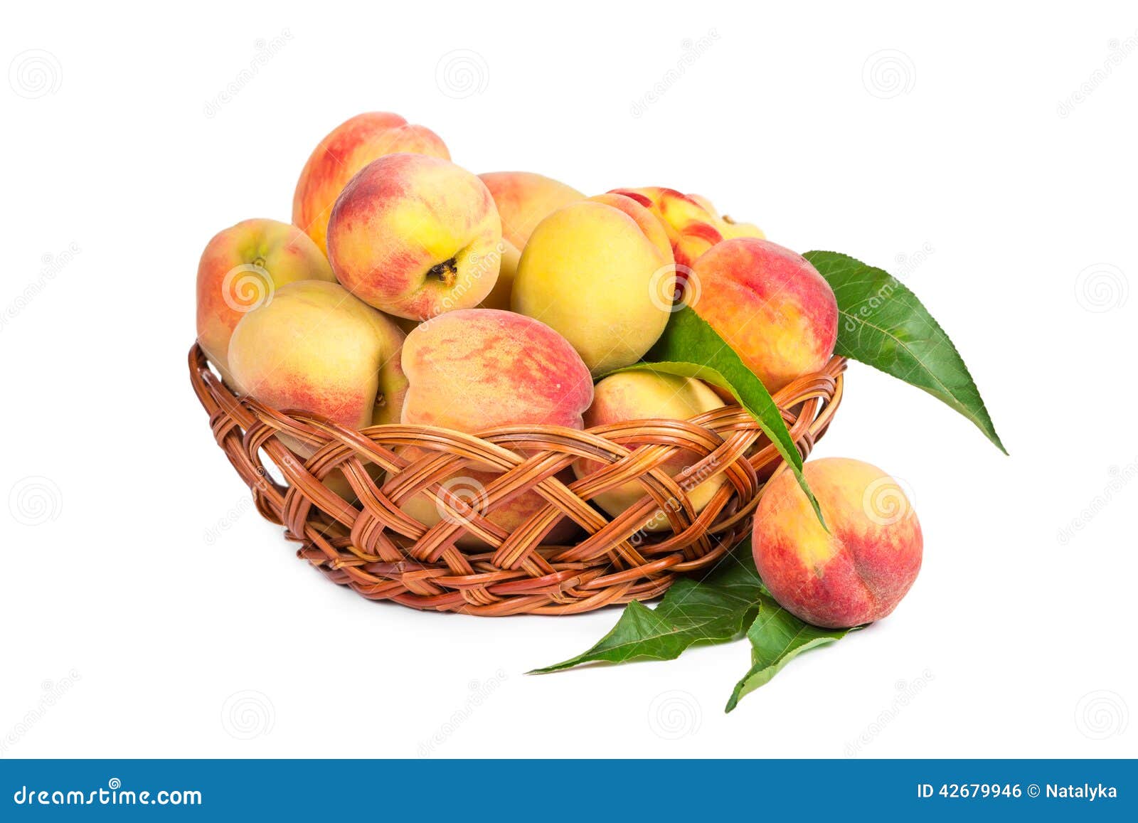 Ripe Peaches in a Wicker Basket Stock Photo Image of ingredient