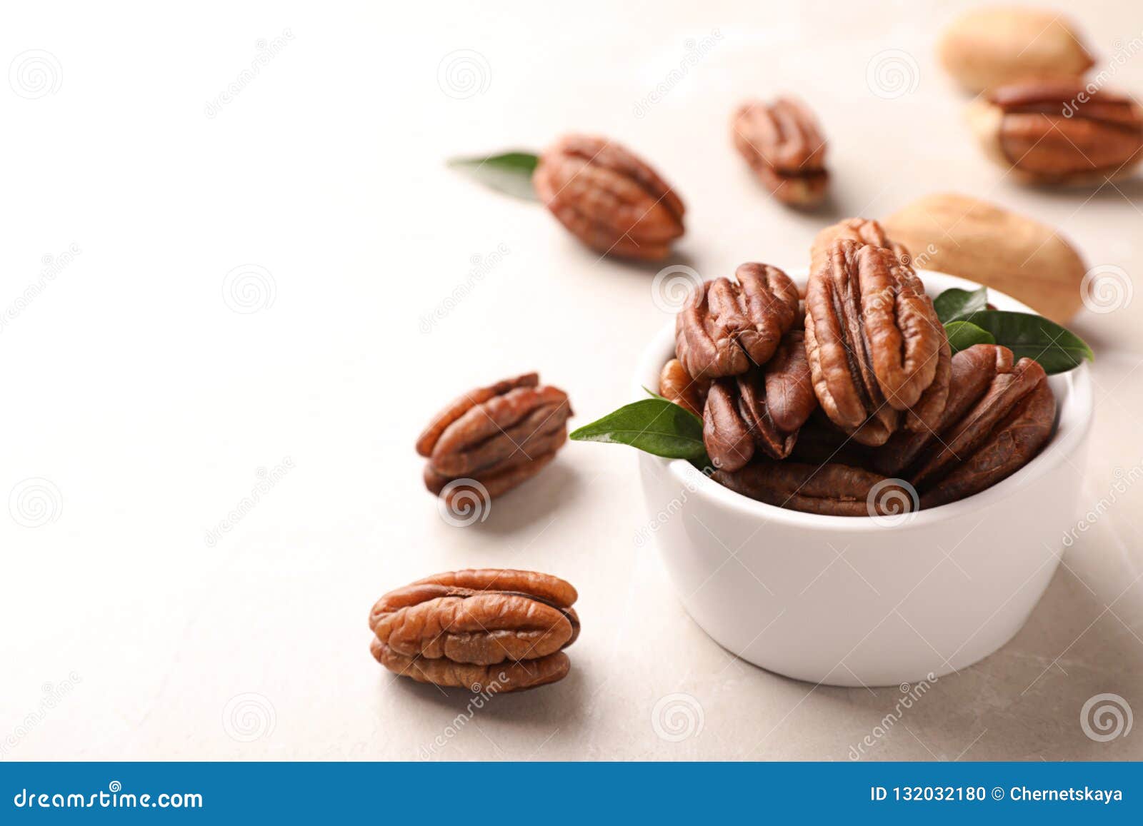 Ripe Pecan Nuts in Dish Served on Light Table Stock Photo Image of