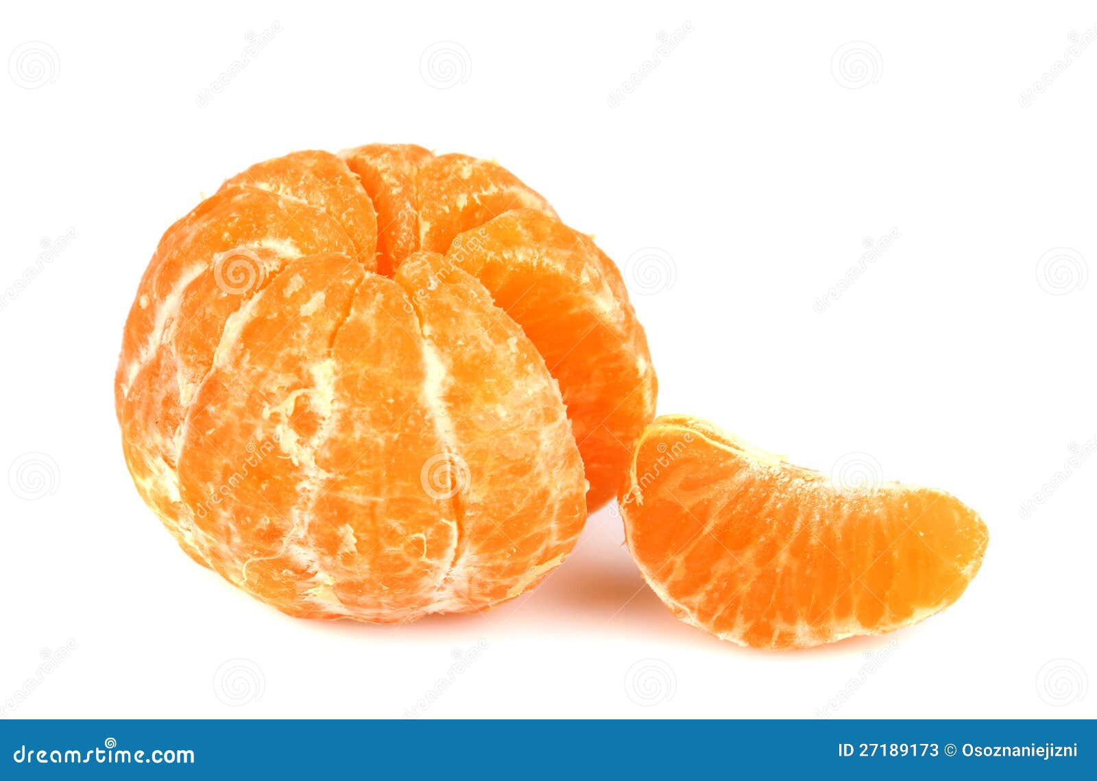 ripe peeled orange with a slice