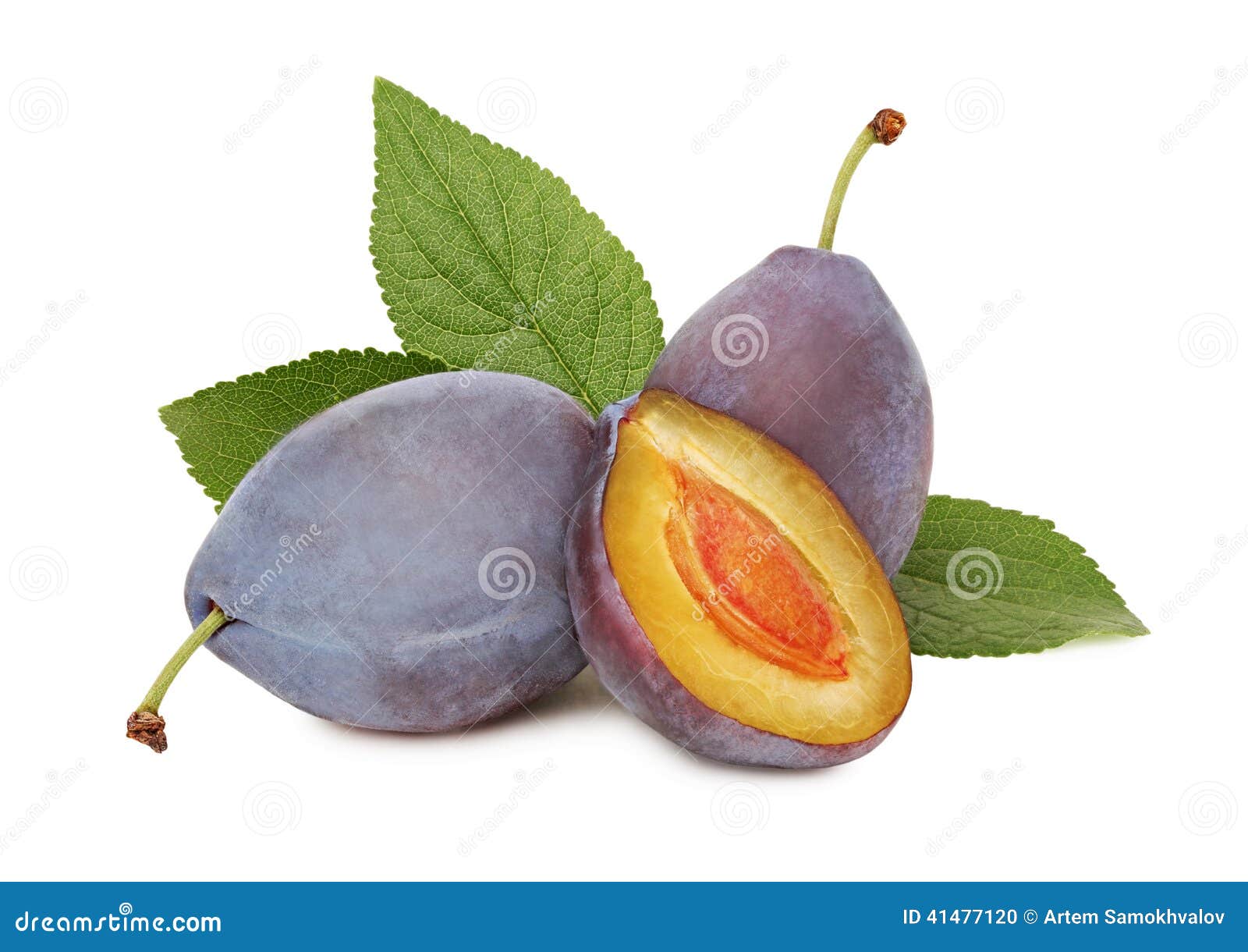 Ripe Plums with Green Leaves (isolated) Stock Photo Image of isolated