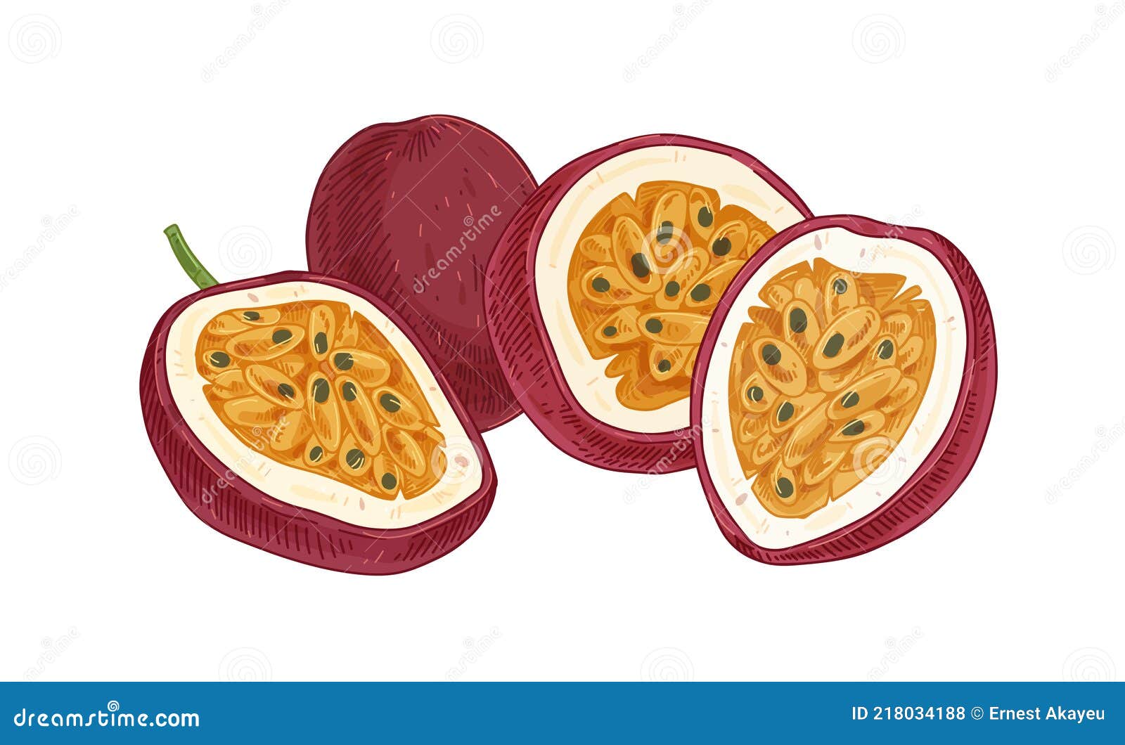 Ripe Pulpy Passion Fruits Isolated On White Juicy Sweet Flesh With