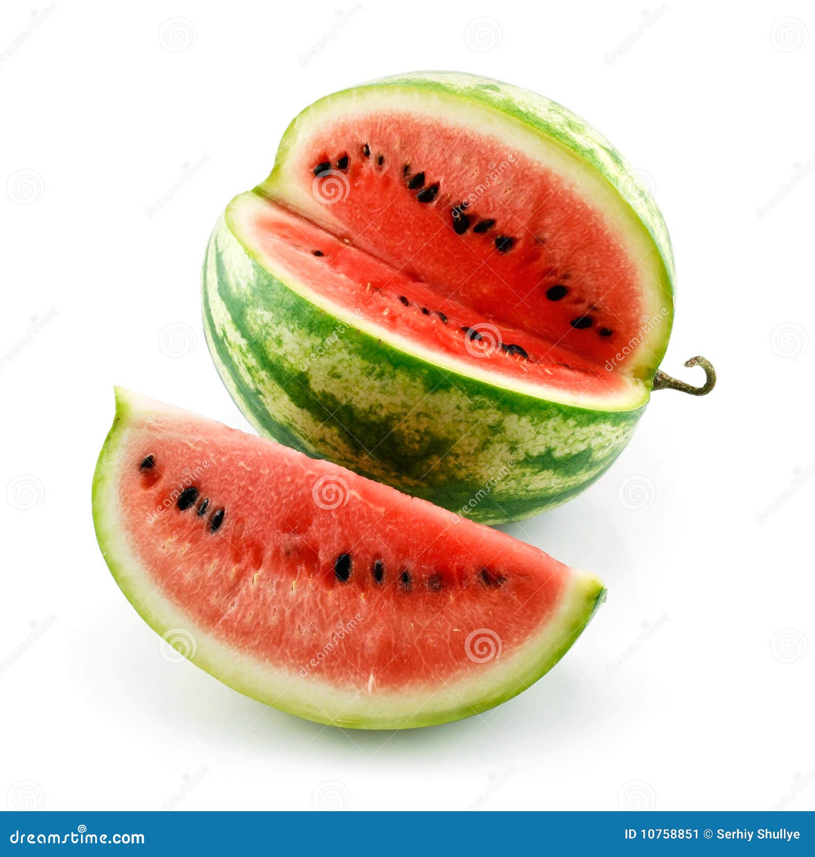 Ripe Sliced Green Watermelon Isolated on White Stock Image Image of food, sliced 10758851