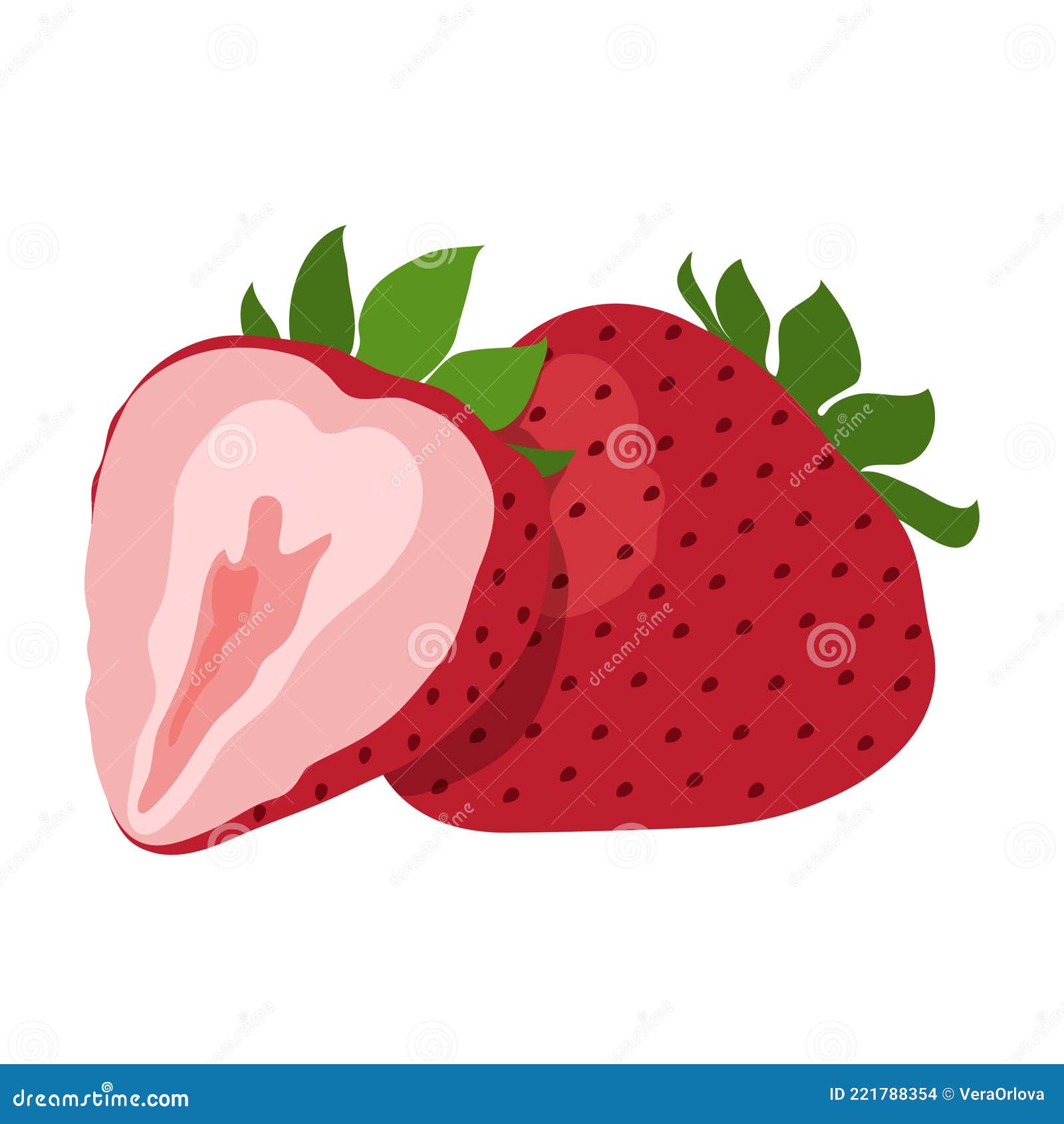 Ripe Strawberry. Cartoon Vector Illustration of Fresh Farm Organic Berry  Stock Vector - Illustration of strawberry, summer: 221788354