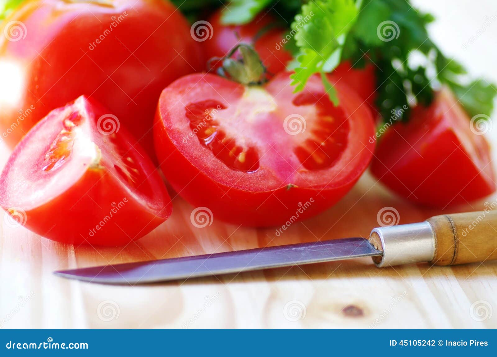 Ripe Tomato Sliced and Knife Stock Photo Image of lunch, macro 45105242