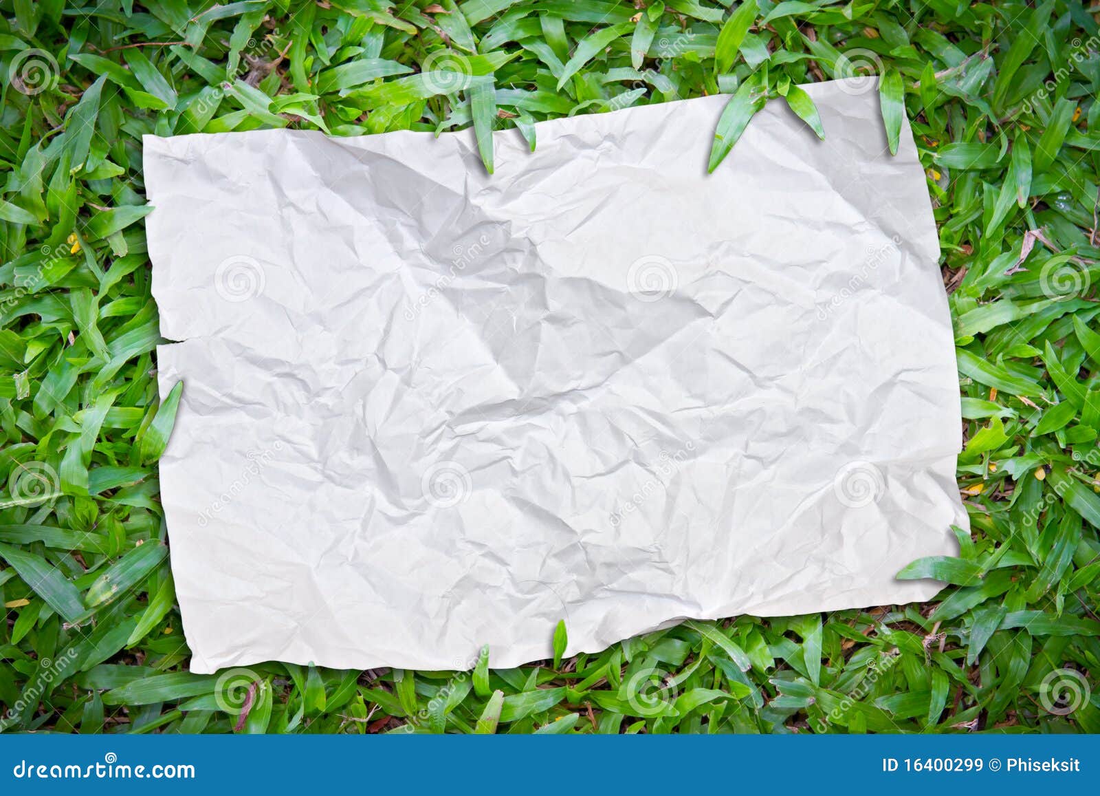 Riped paper on the grass stock image. Image of notepad 16400299