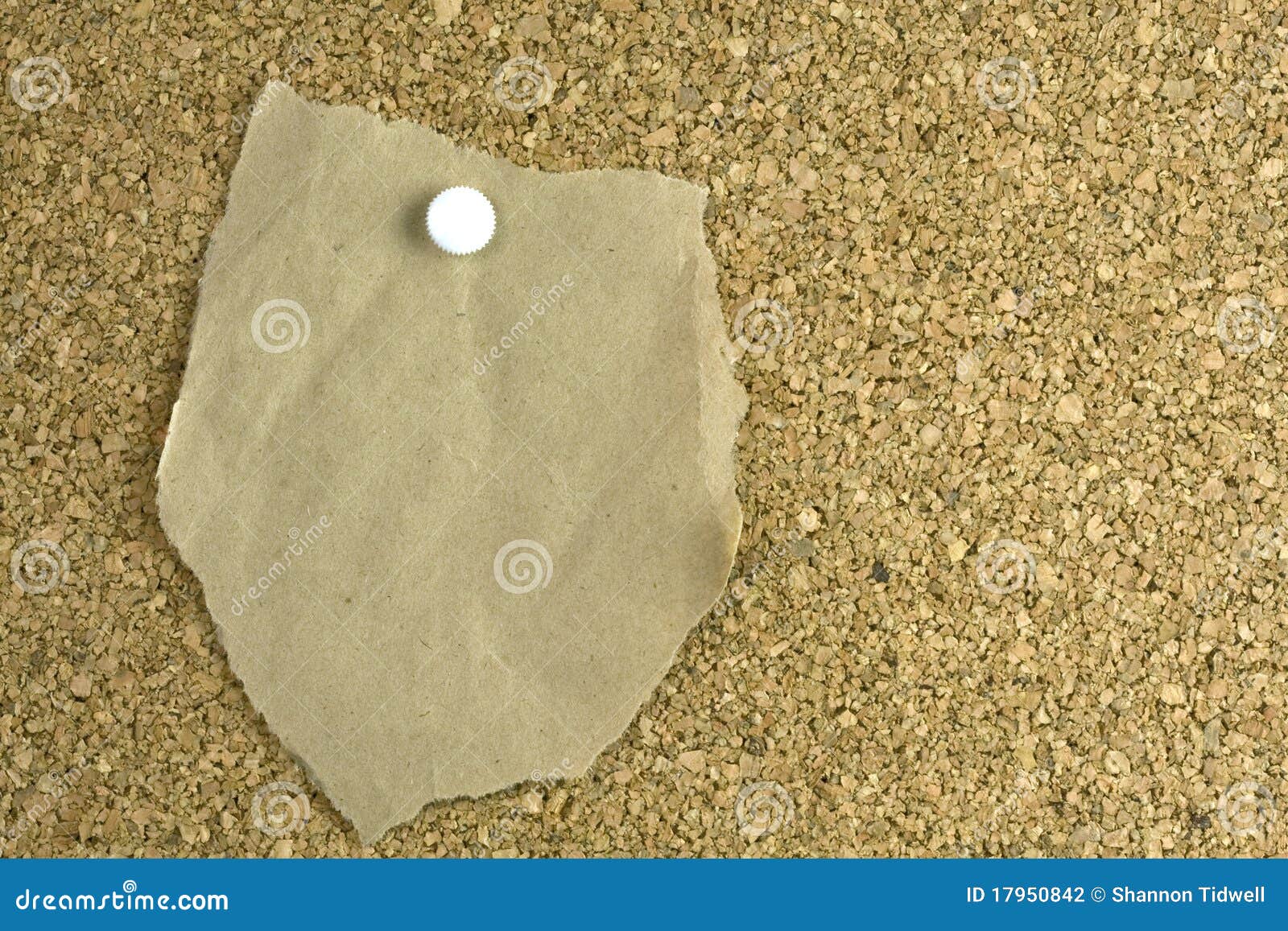 Ripped Brown Paper on Corkboard Stock Photo Image of message, postit