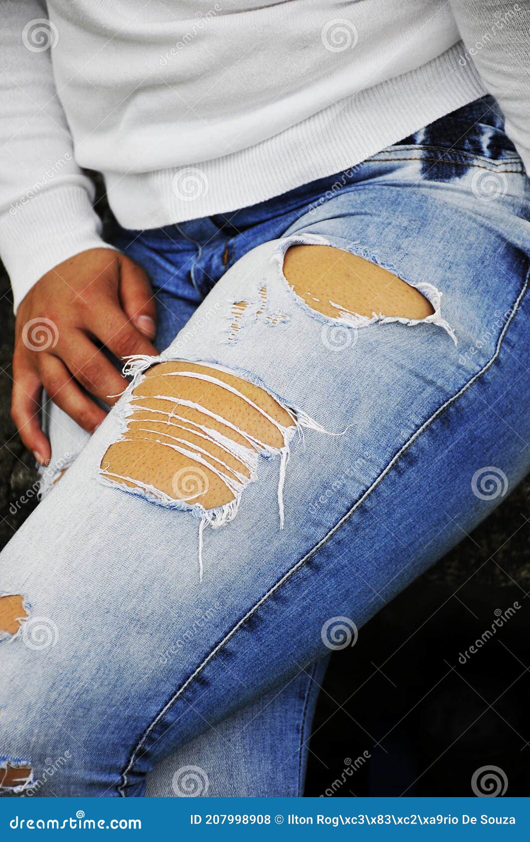 Ripped jeans stock photo. Image of closeup, modern, nice - 207998908