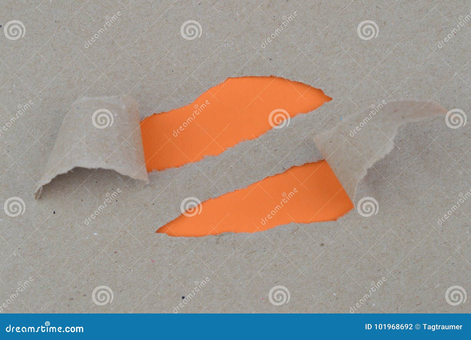 ripped paper revealing orange space for words