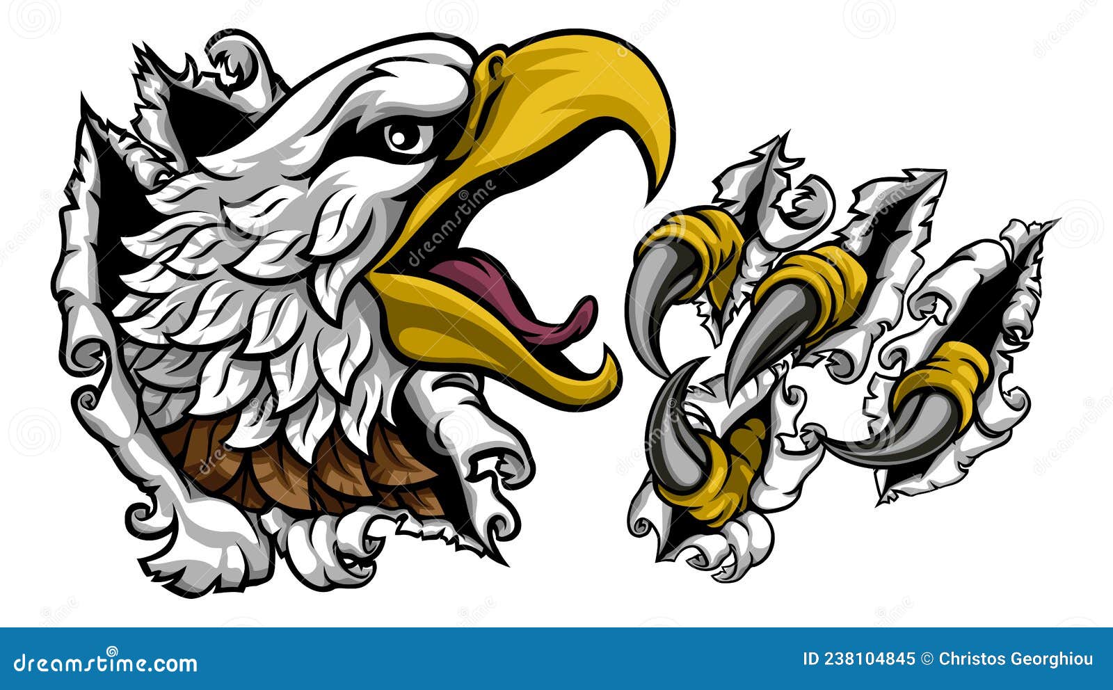 ripping tearing bald eagle hawk head claw talons
