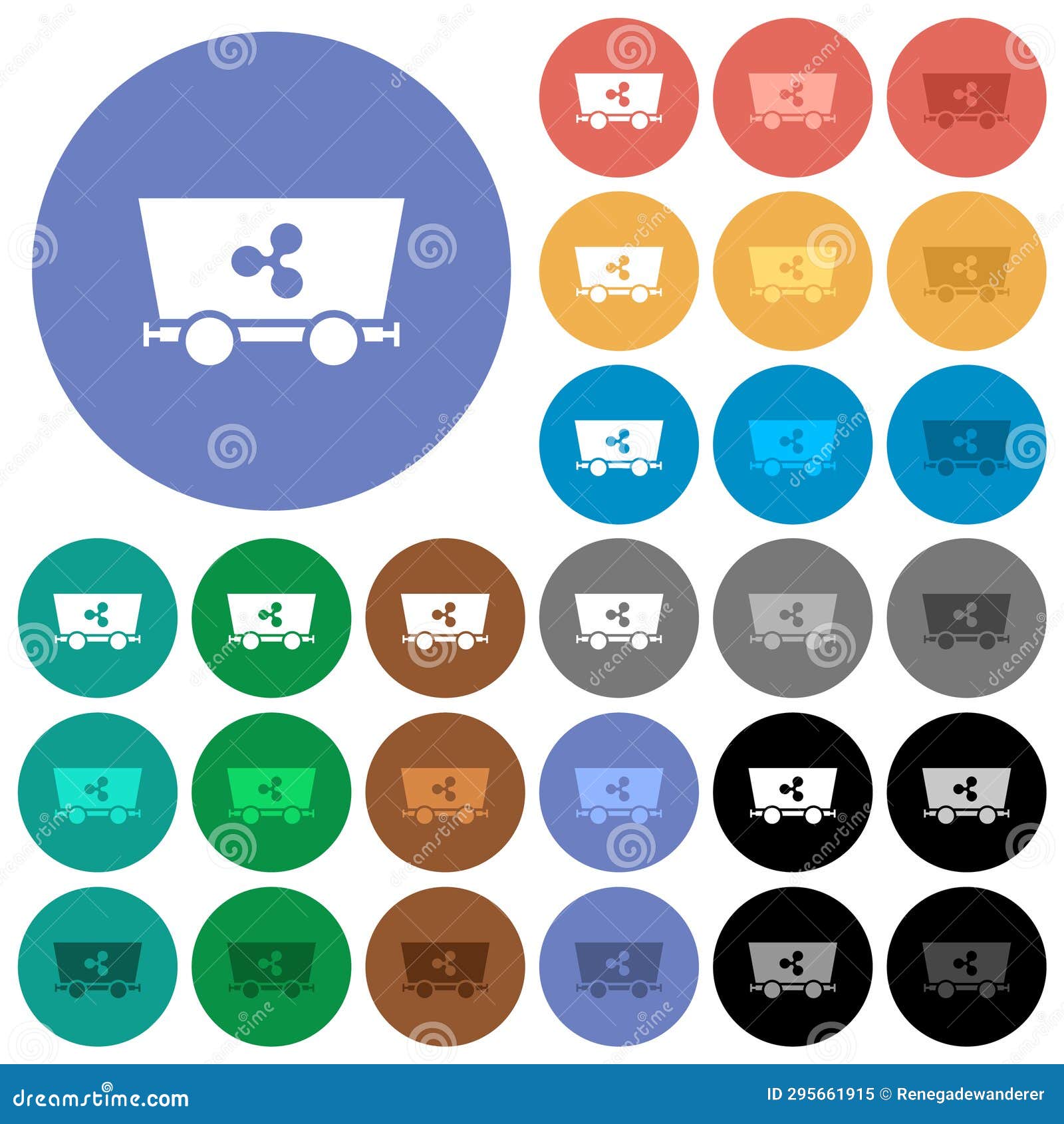 ripple criptocurrency mining round flat multi colored icons