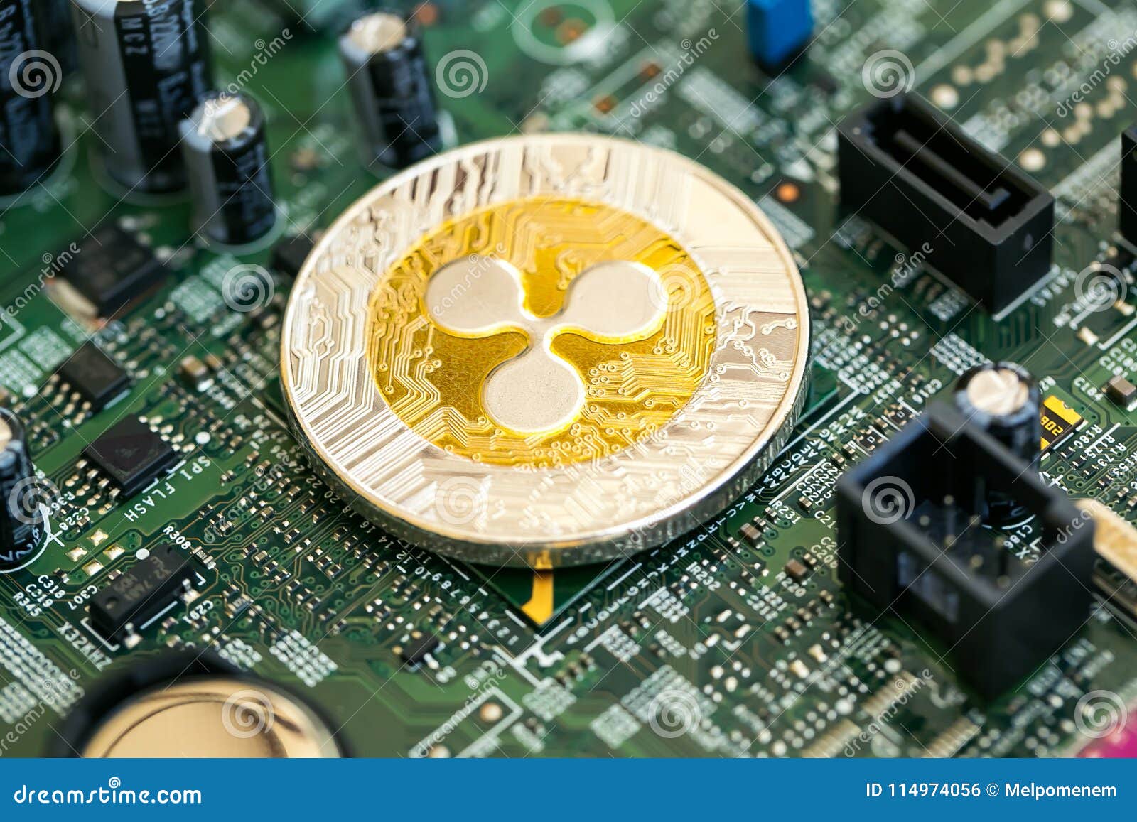 Ripple cryptocurrency coin stock photo. Image of market ...