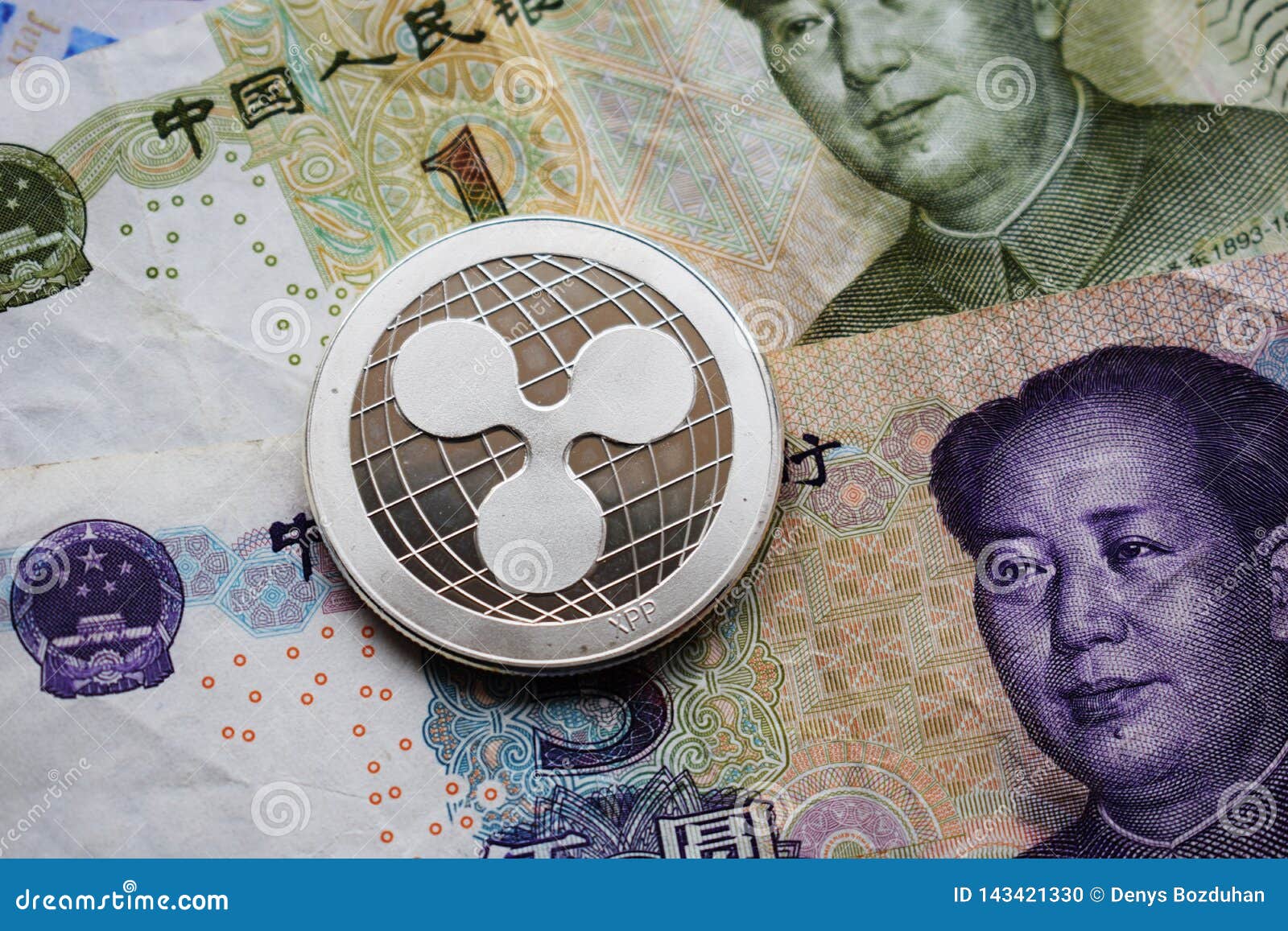 Ripple XRP Coin On Chinese Yuan Stock Photo - Image of ...