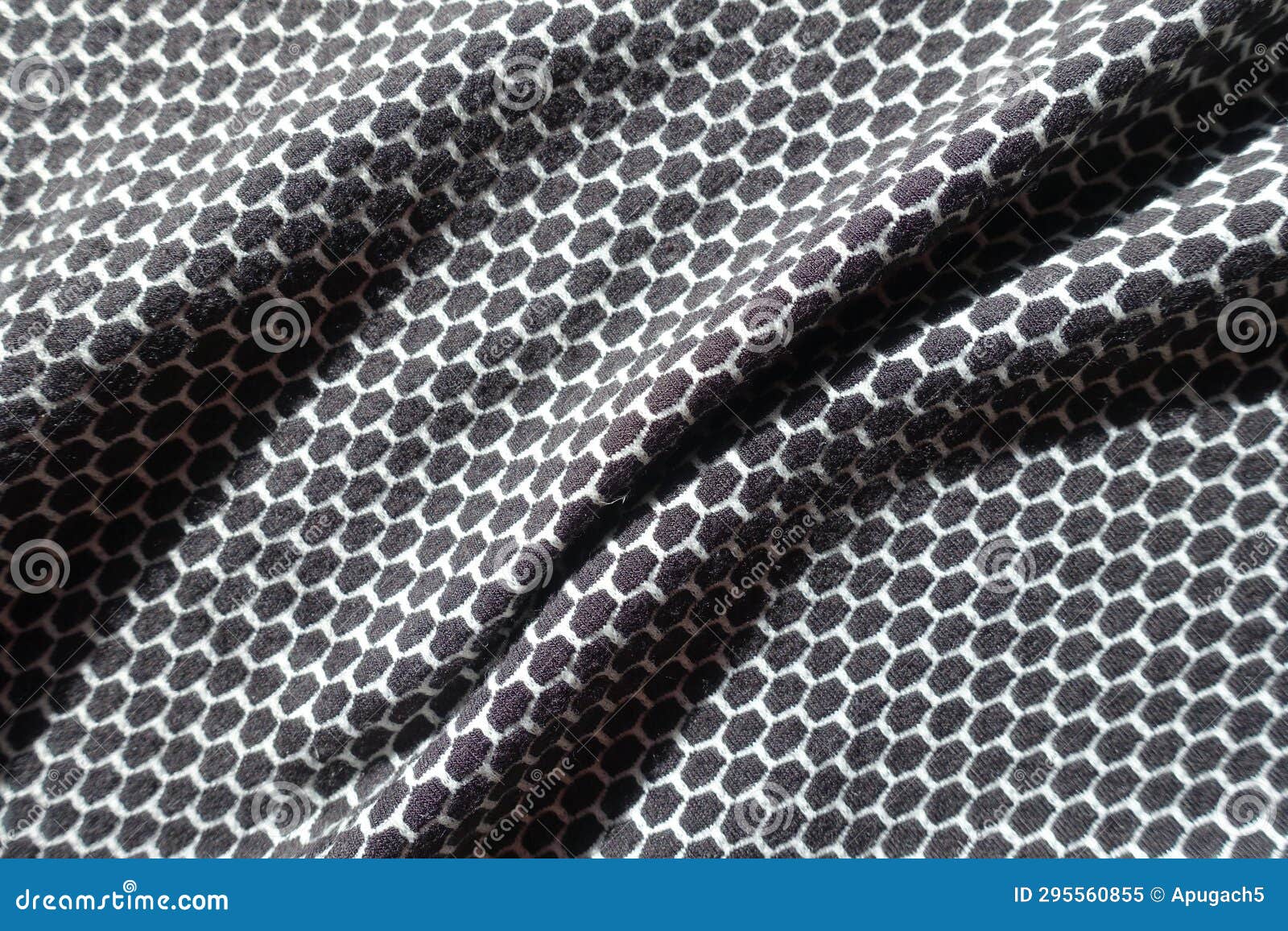 Rippled Black and White Fabric with Pattern Stock Image
