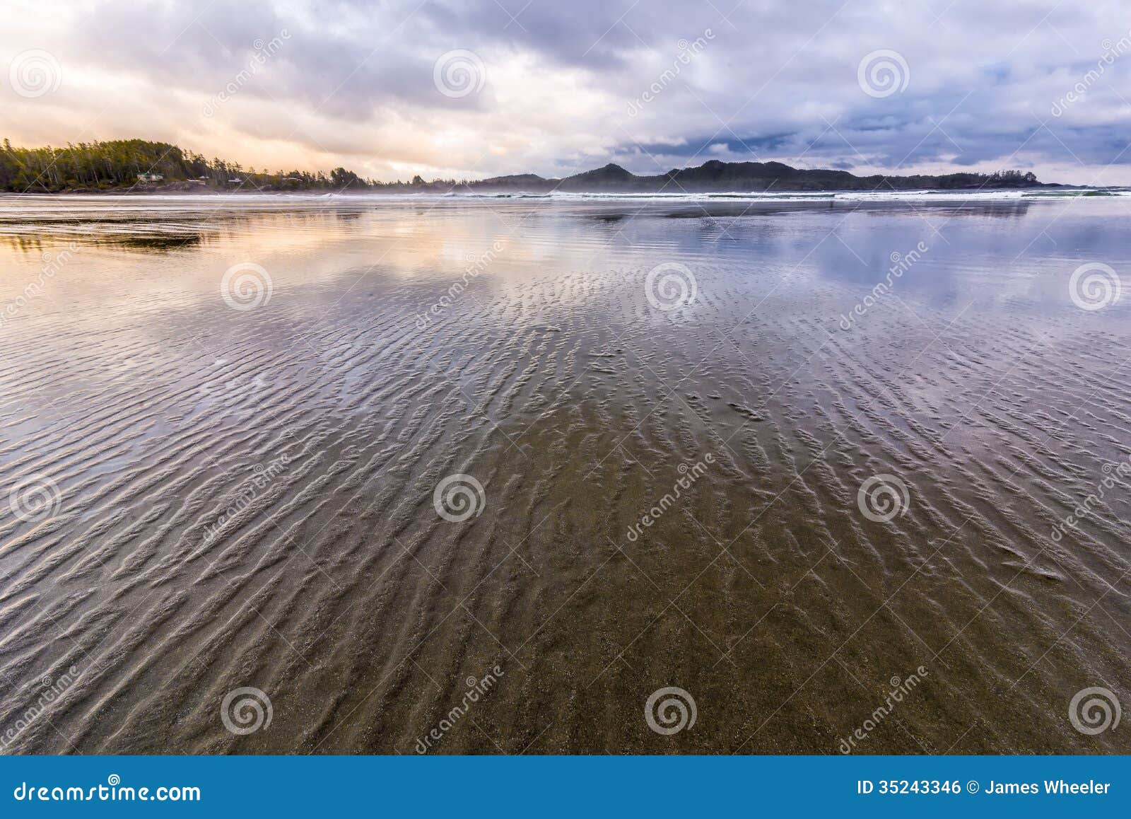 ripples in the sand on long beach in tofino