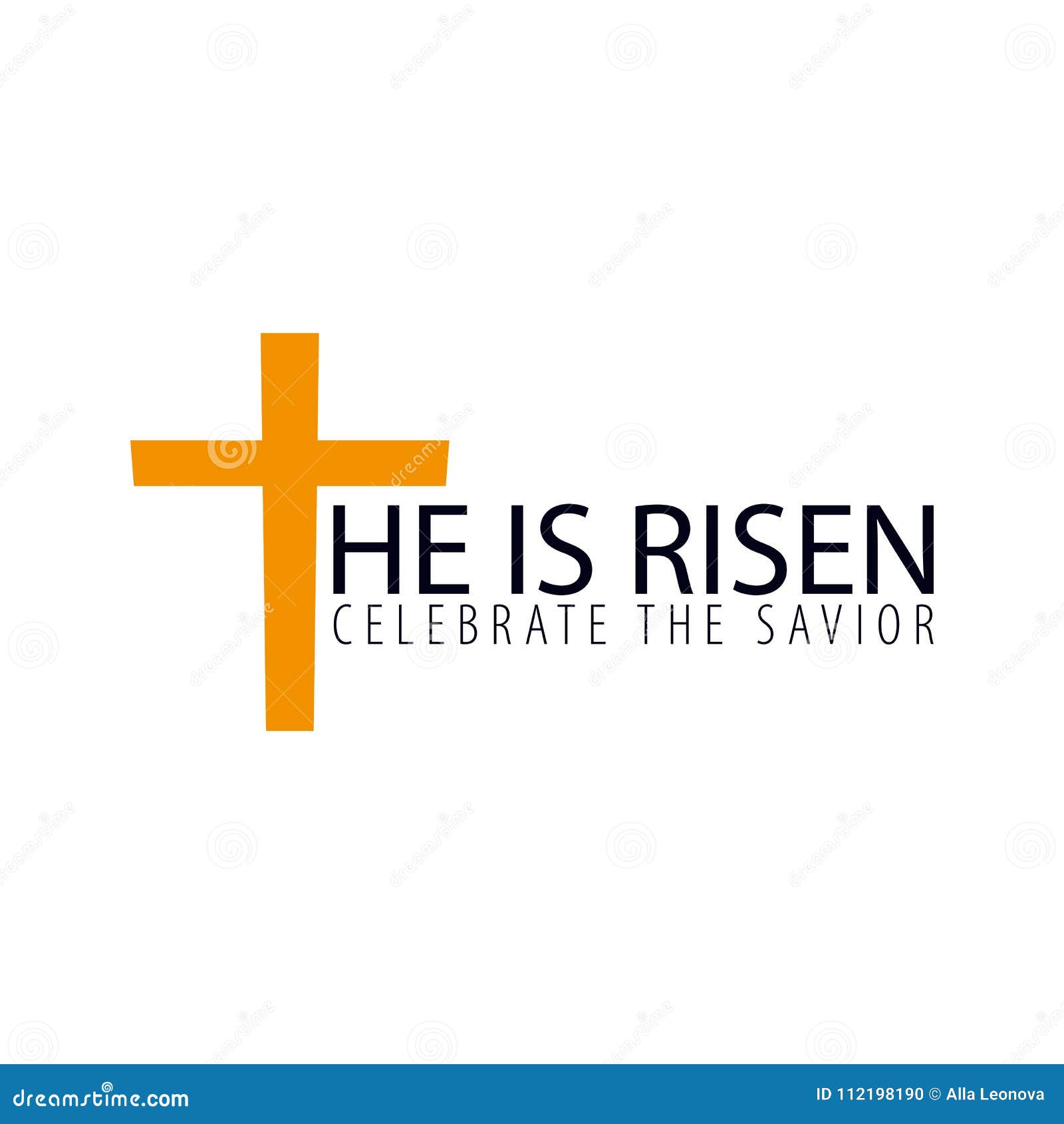 He is Risen. Church Easter Logo, Emblem, Labels or Stickers with Cross
