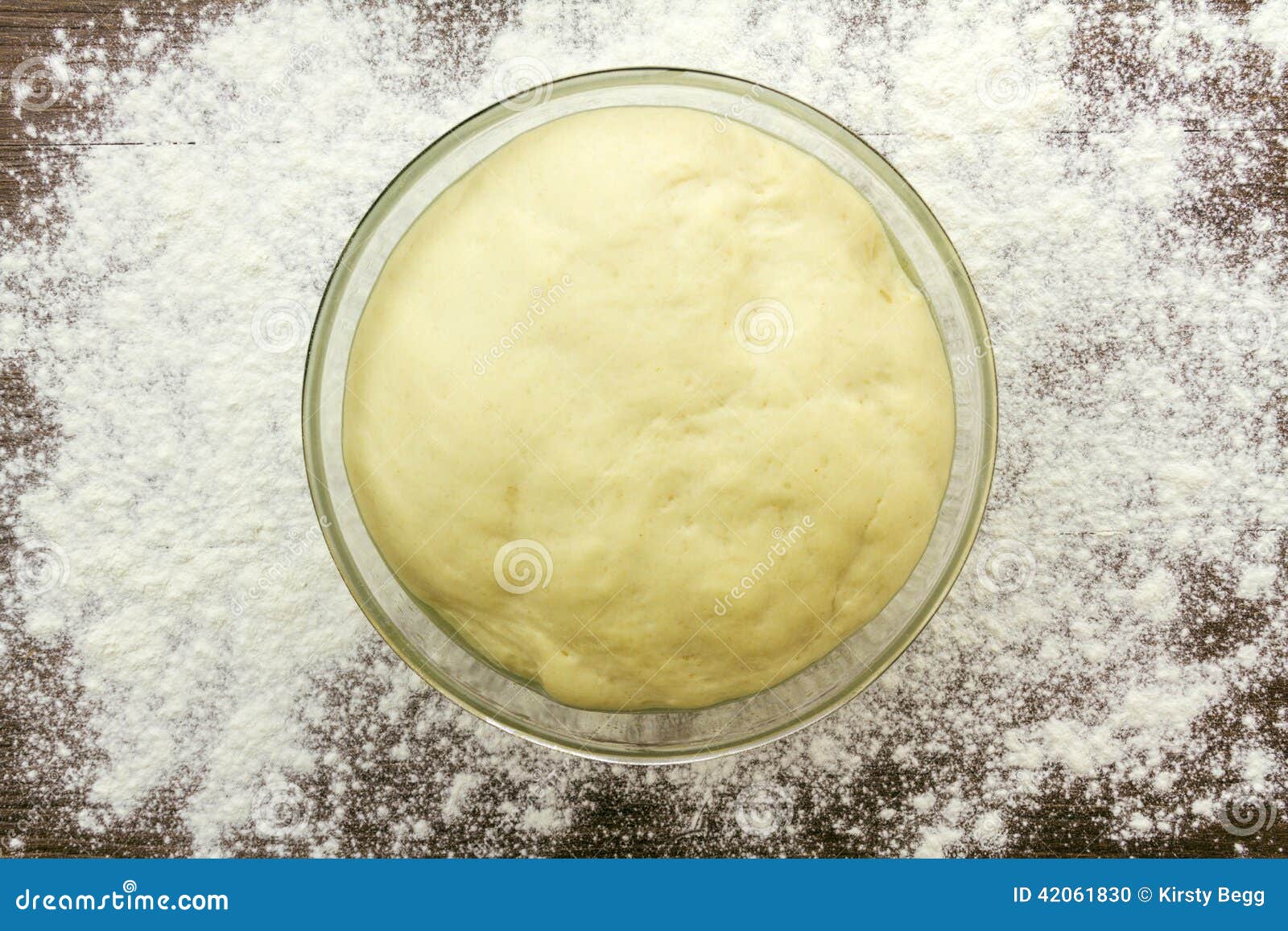 risen dough, proved or proofed from above