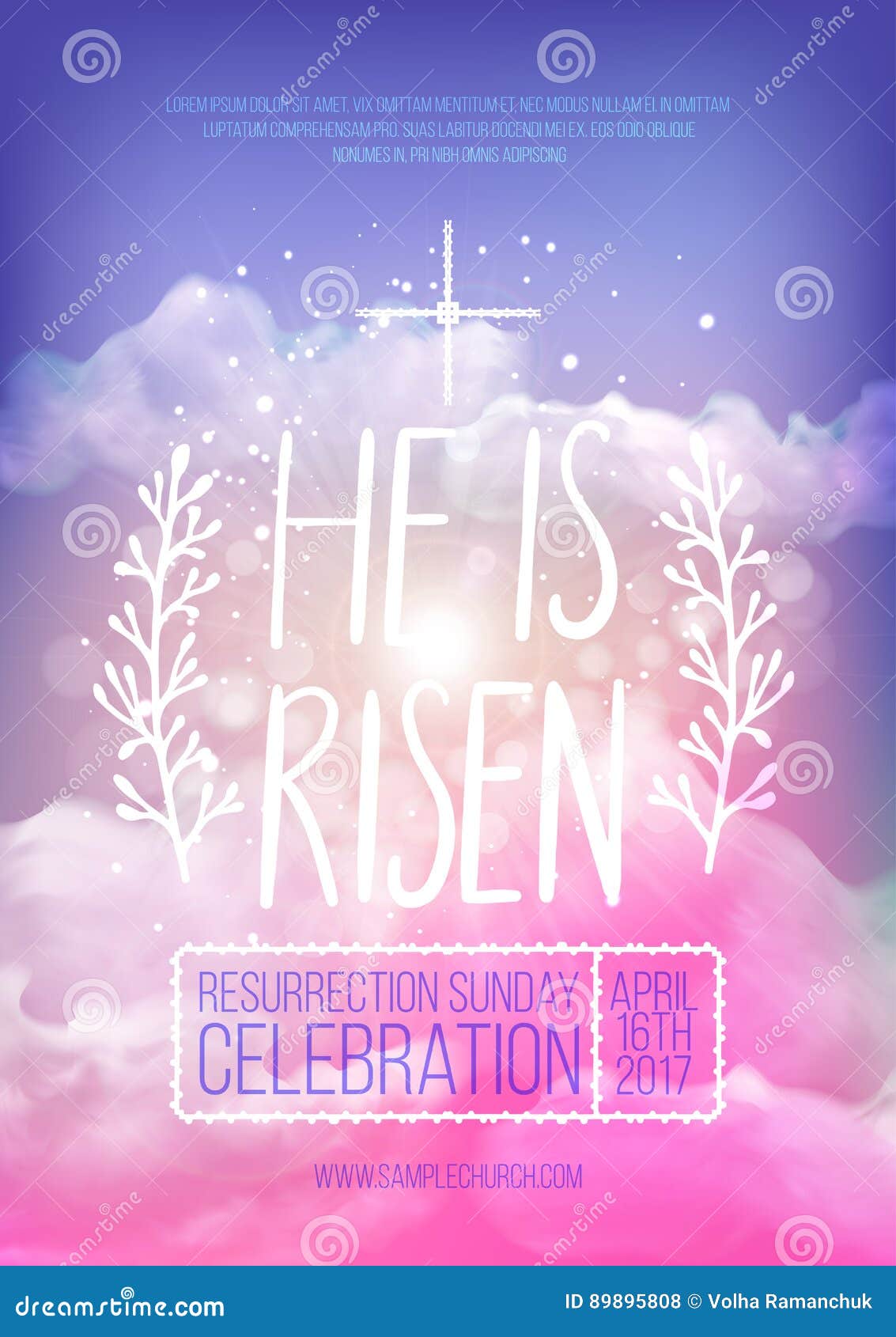 He is Risen, Easter Religious Poster Template Stock Illustration ...