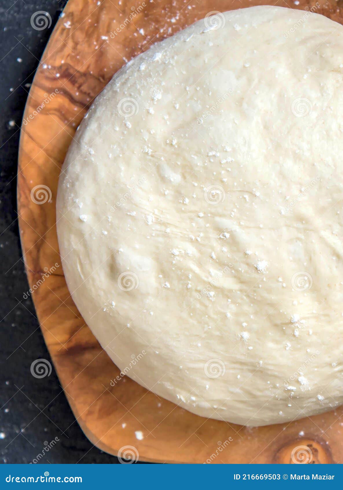Risen Yeast Dough for Bread or Pizza on a Floured Surface Stock Image