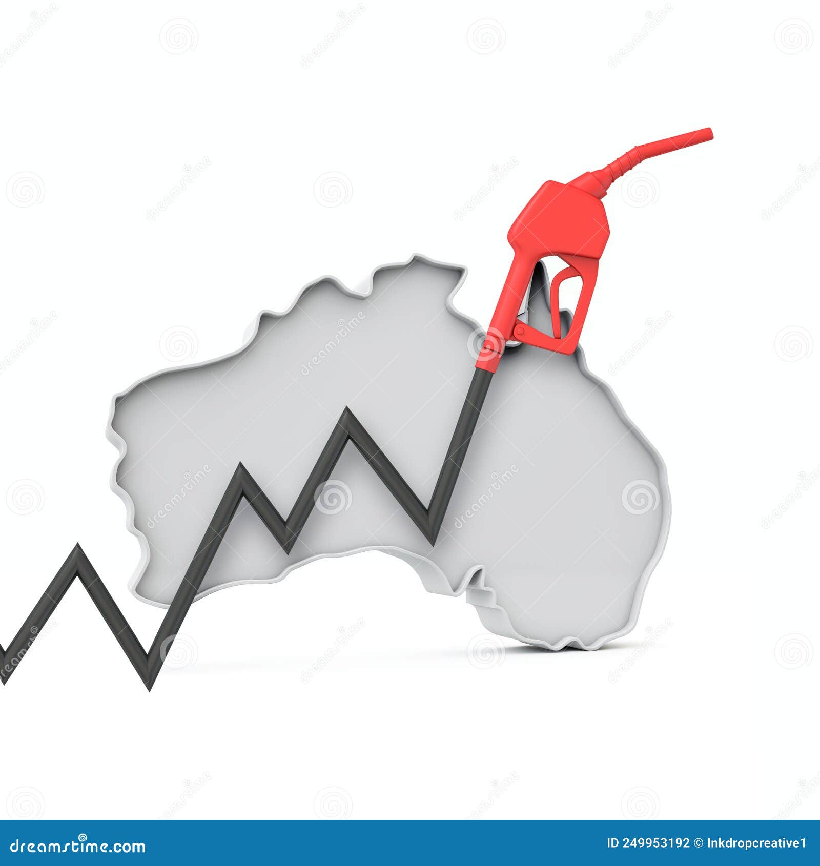 Rising Cost of Petrol and Fuel in Australia Concept. 3D Rendering Stock Illustration