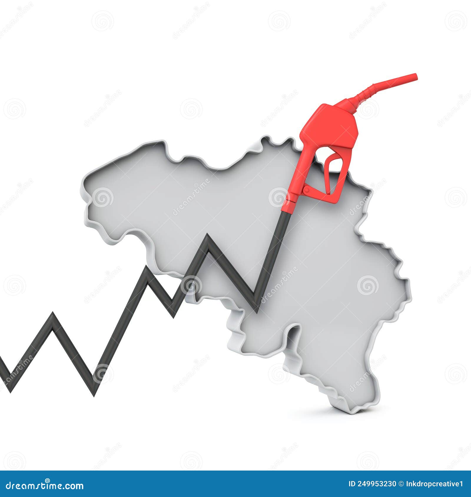 Rising Cost of Petrol and Fuel in Belgium Concept. 3D Rendering Stock