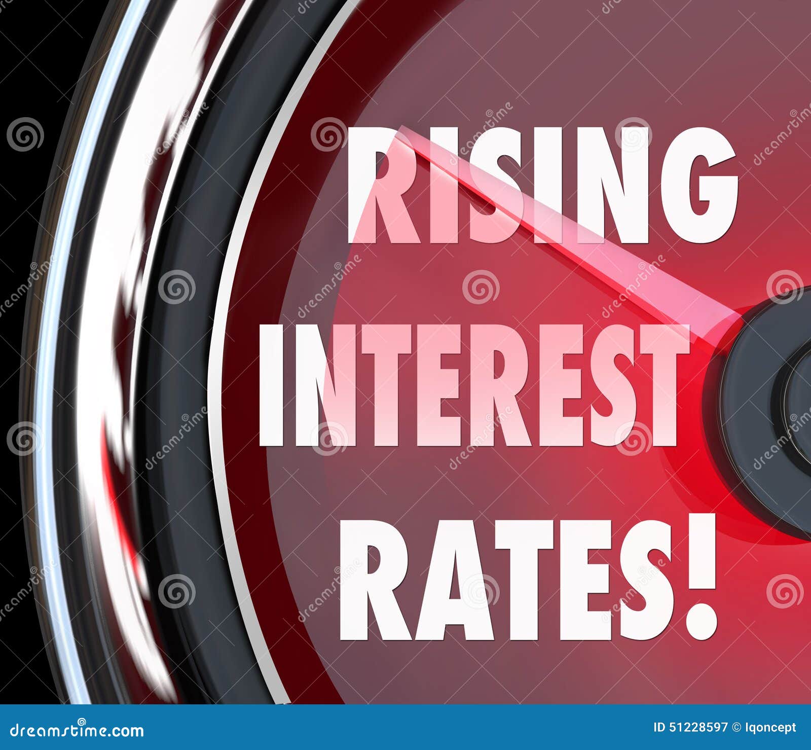 rising interest rates words speedometer gauge increase loan financing money