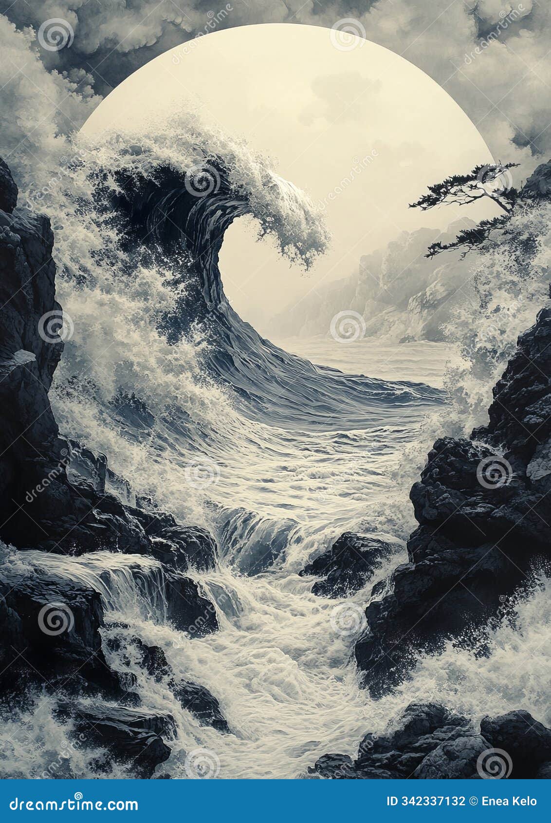 rising waves against the rocks