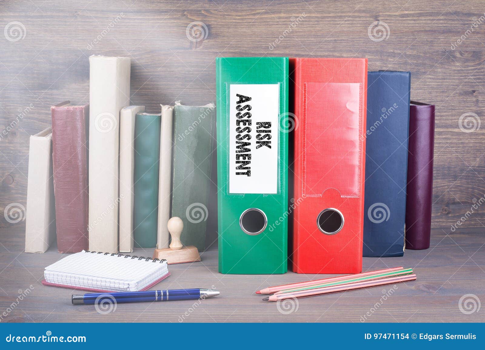 Risk Assessment. Binder on Desk in the Office. Business Backgroundr