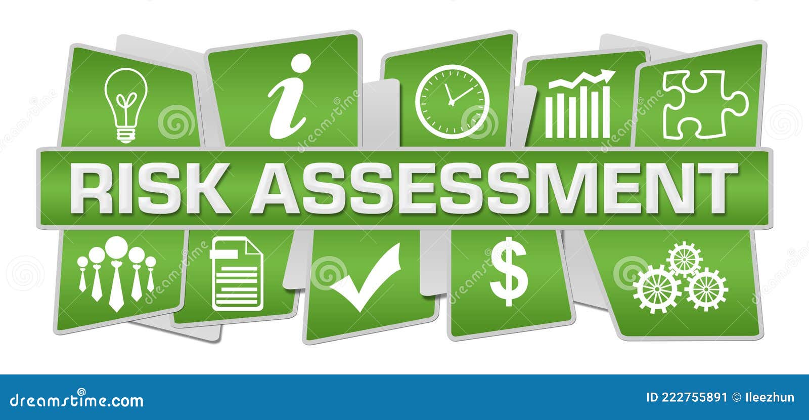 Risk Assessment Green Symbols Top Bottom Stock Illustration