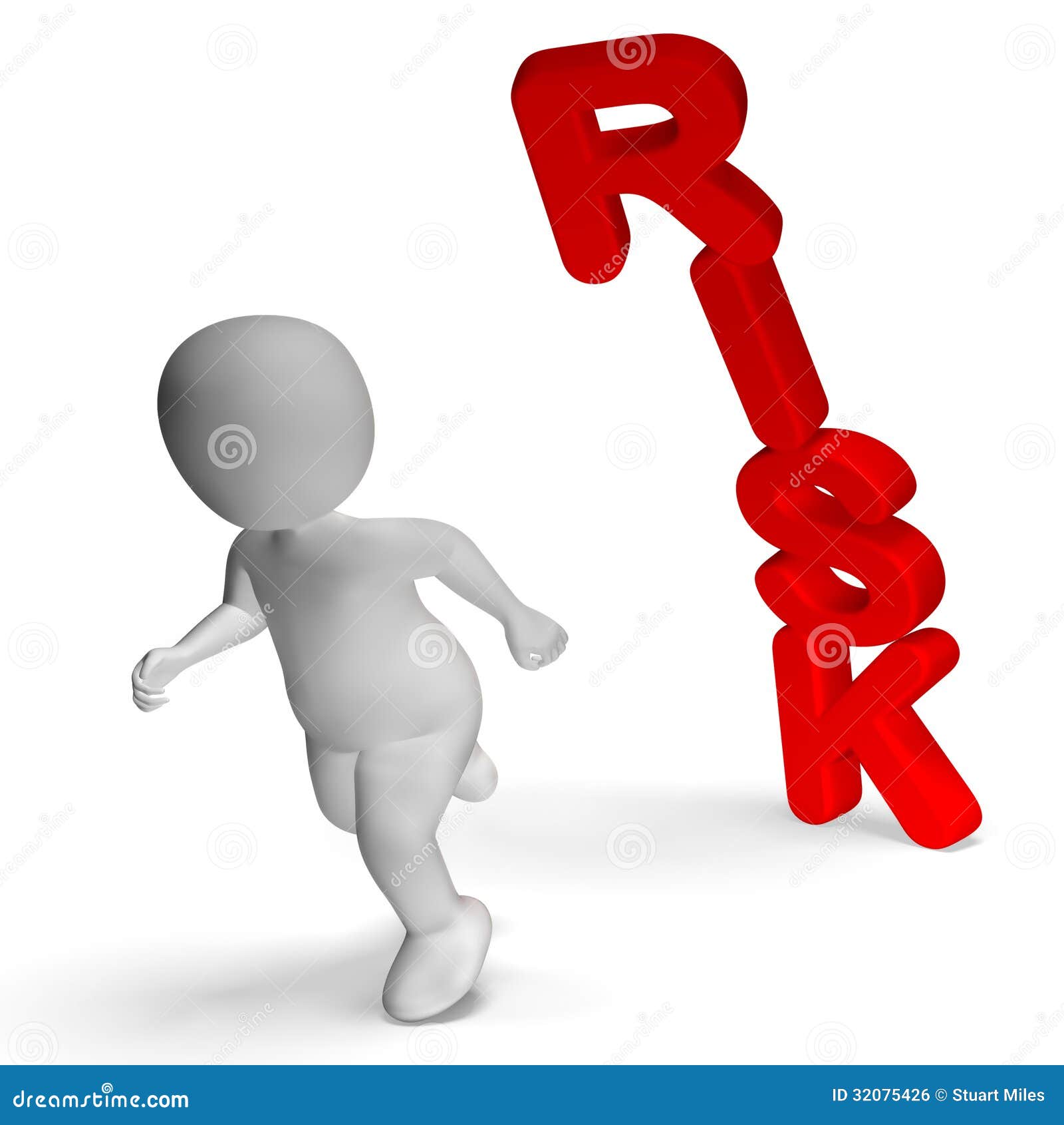 risk and 3d character shows peril and uncertainty