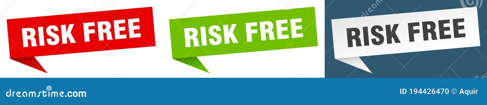 Risk Free Banner. Risk Free Speech Bubble Label Set Stock Vector
