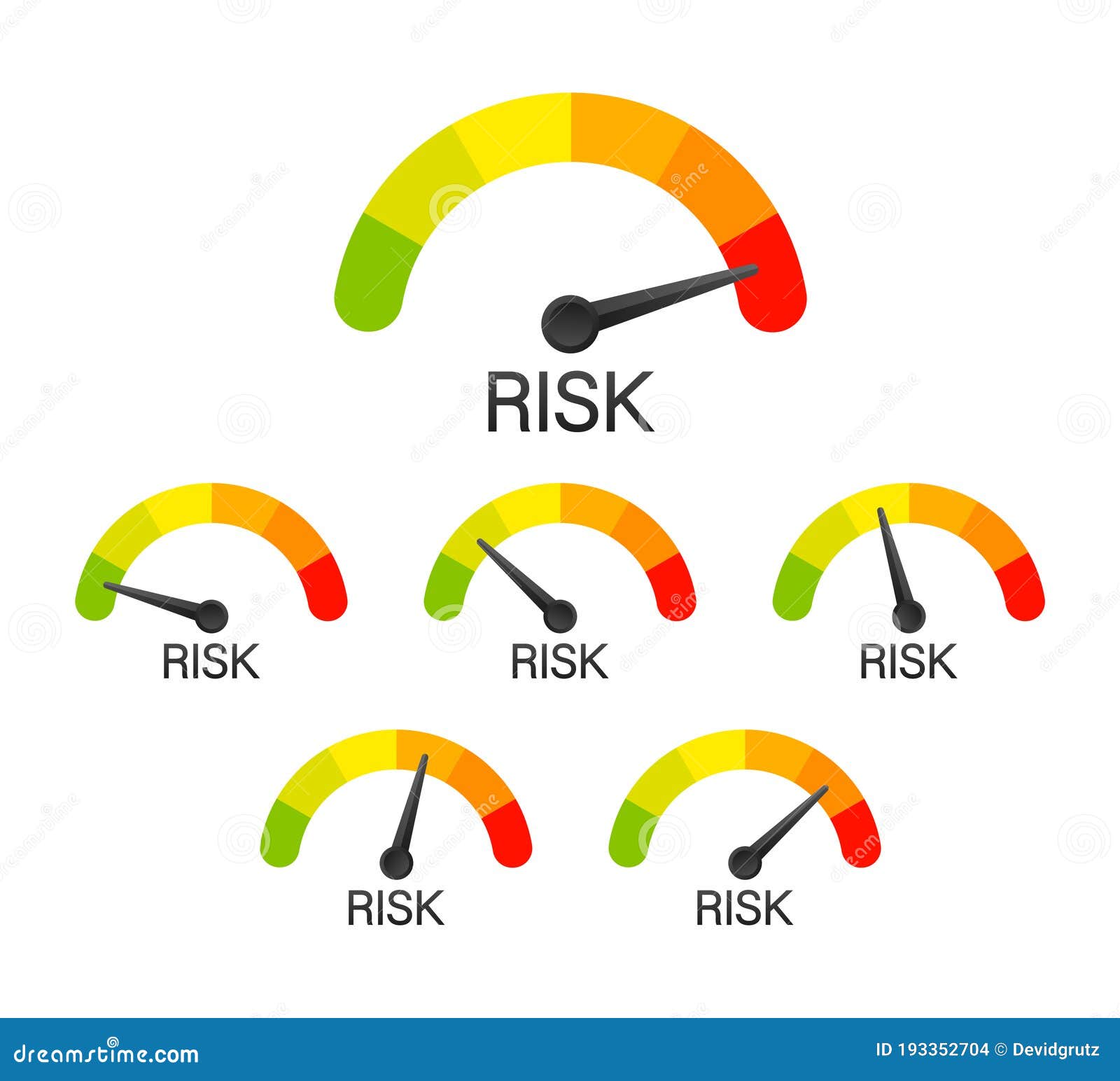 Risk Icon on Speedometer. High Risk Meter. Vector Stock Illustration