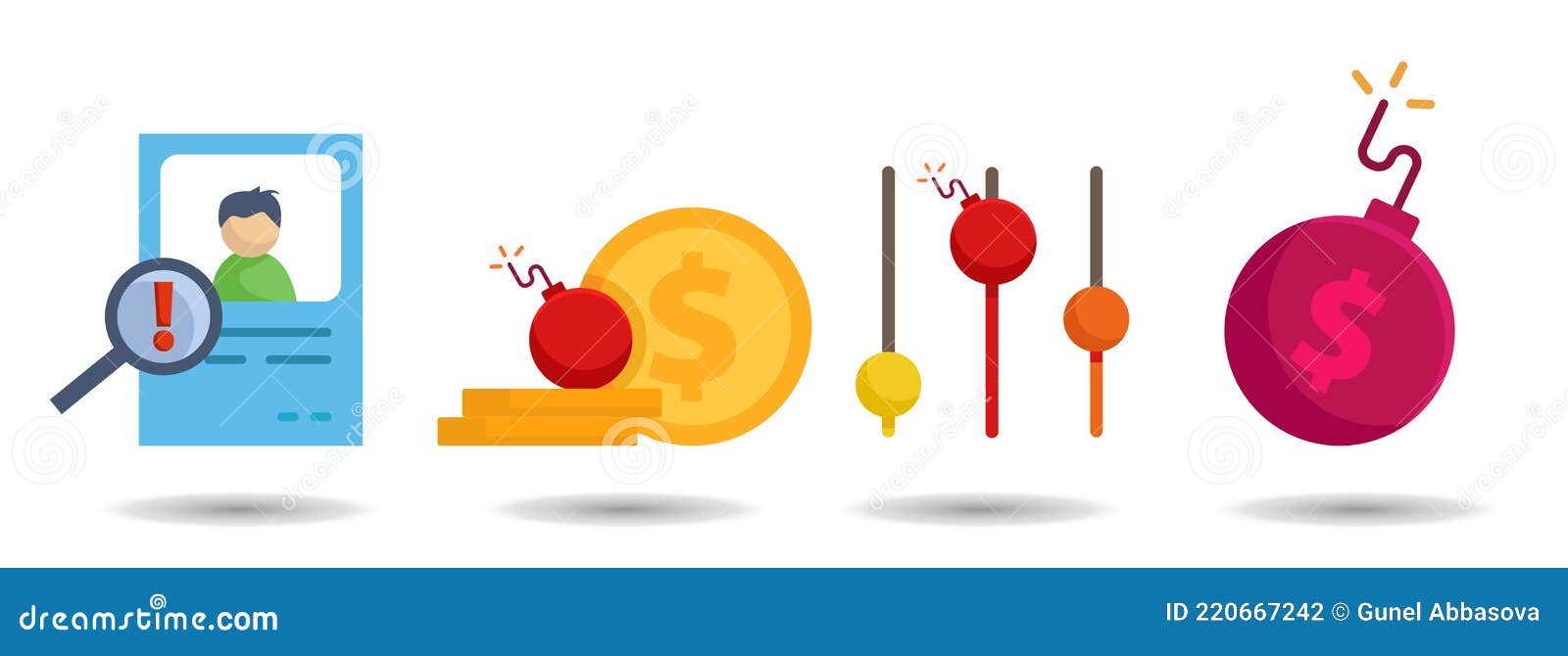 Risk Investment, Risk Business, Level of Risk Clip Art Set. Risk