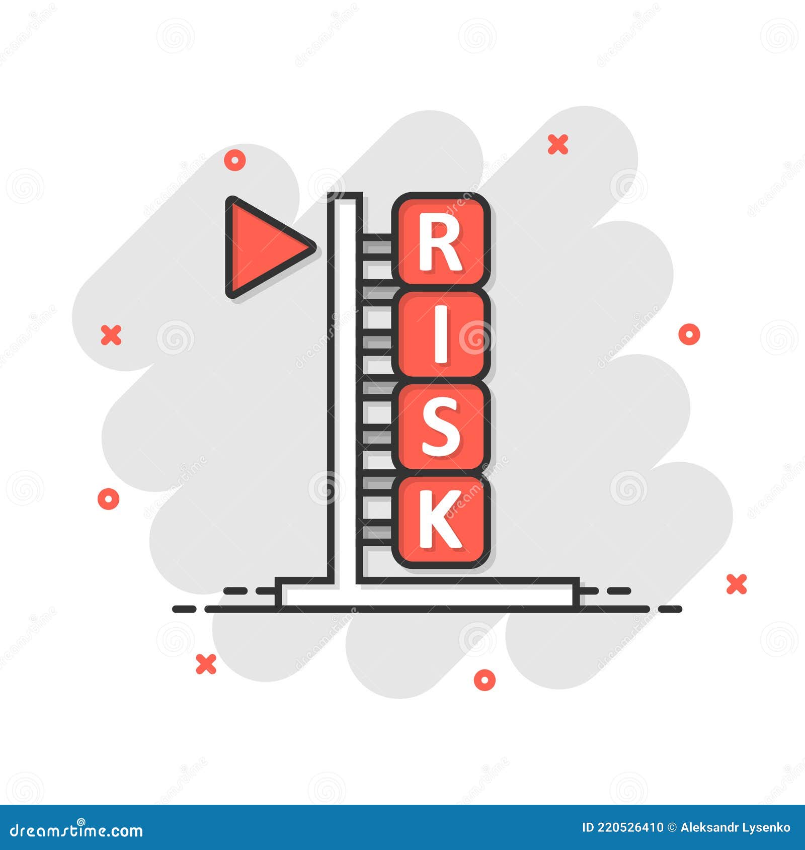 Risk Level Icon in Comic Style. Result Cartoon Vector Illustration on