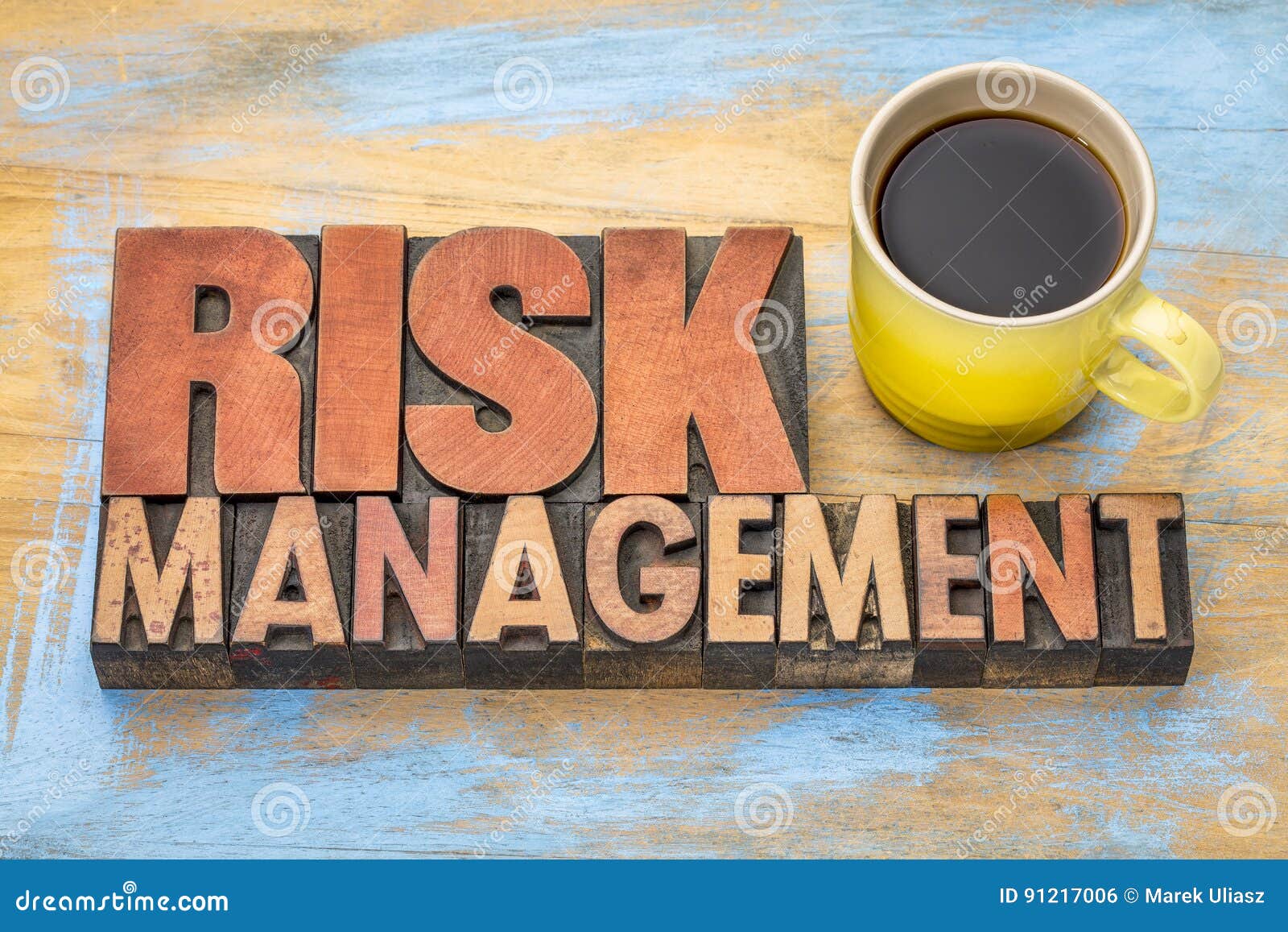 Risk Management Banner in Wood Type Stock Photo - Image of abstract