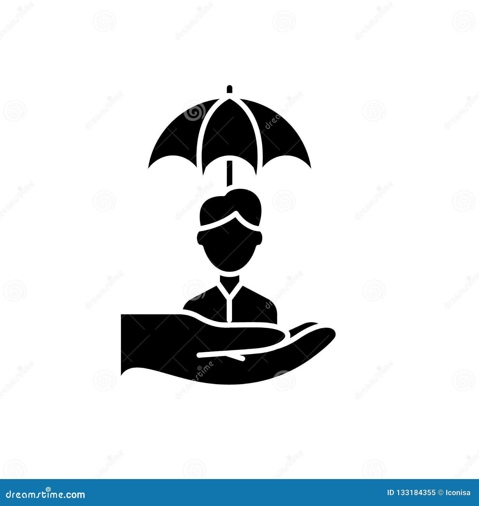 Risk Management Black Icon, Vector Sign on Isolated Background. Risk