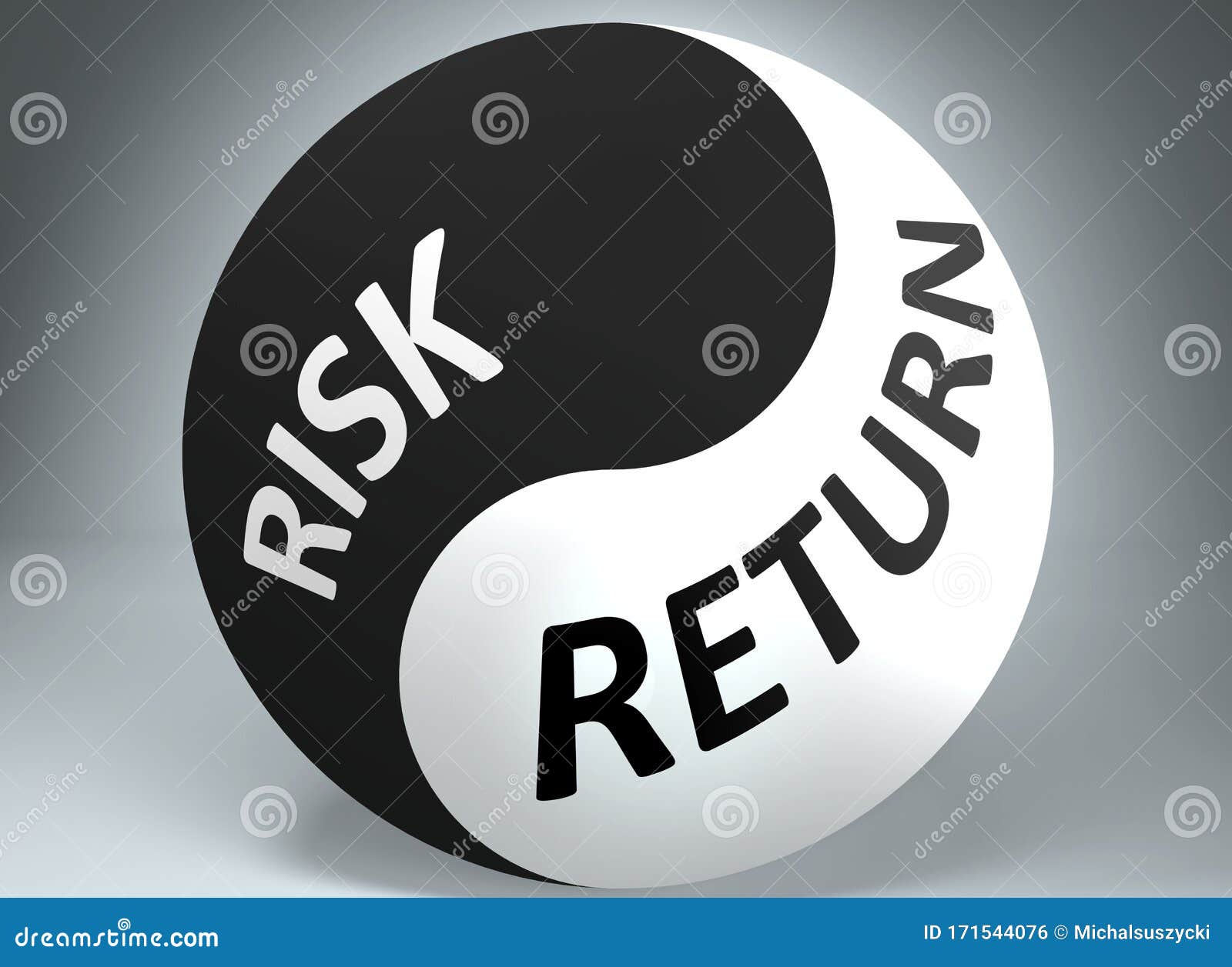 Risk and Return in Balance - Pictured As Words Risk, Return and Yin