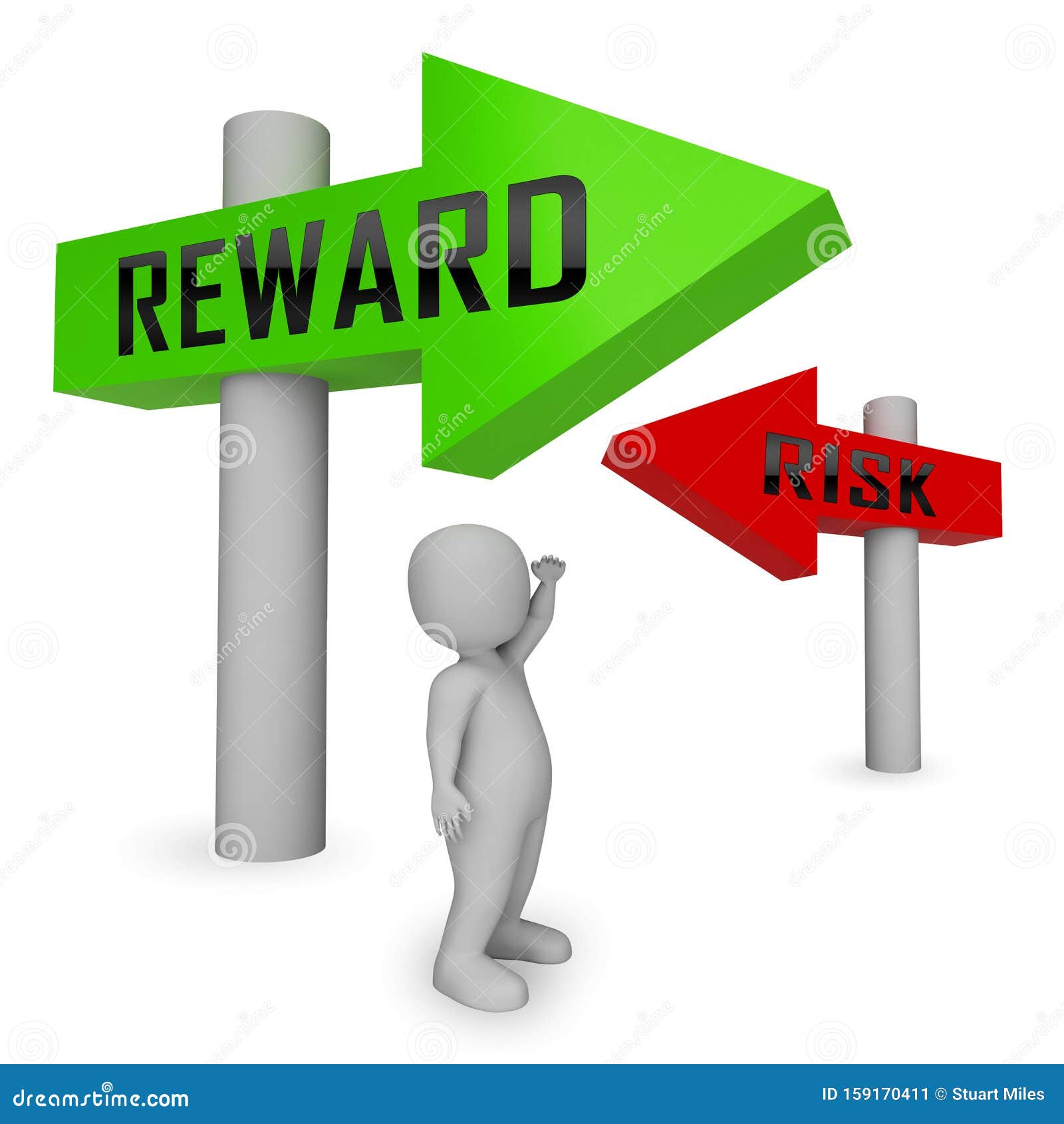 Risk Vs Reward Strategy Signs Depicts the Hazards in Obtaining Success