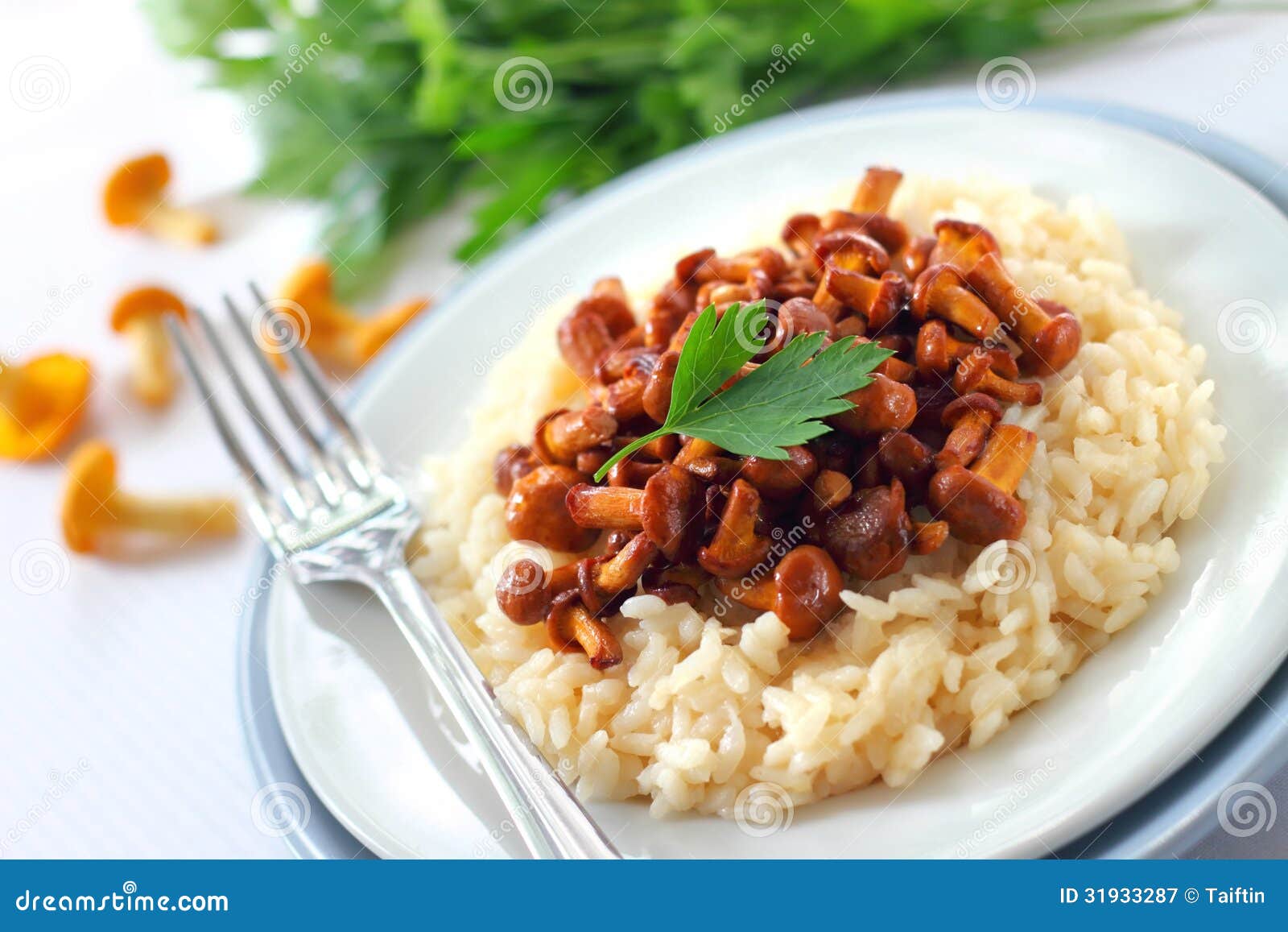 Risotto with chanterelles stock image. Image of italian 31933287