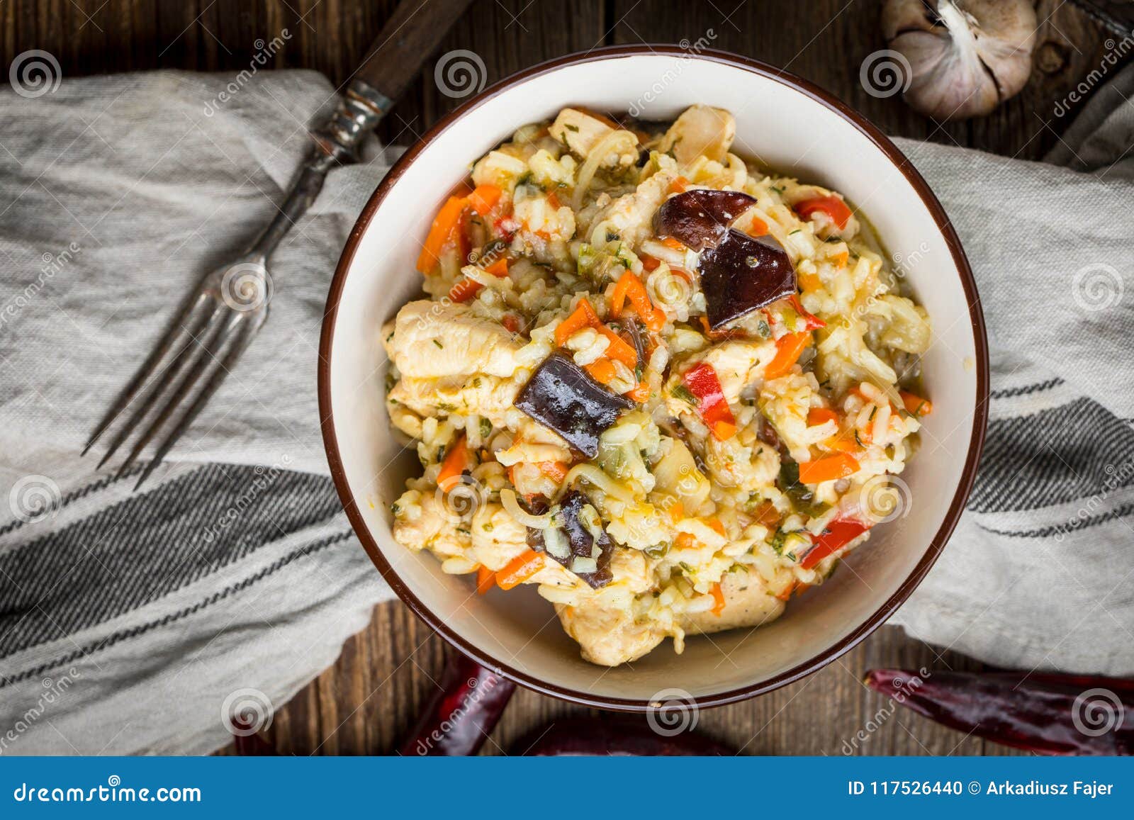 Risotto with Chicken and Vegetables. Stock Photo Image of meal