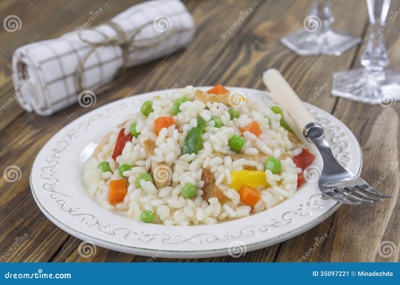 Risotto with Chicken and Vegetables Stock Image Image of fillet, meal